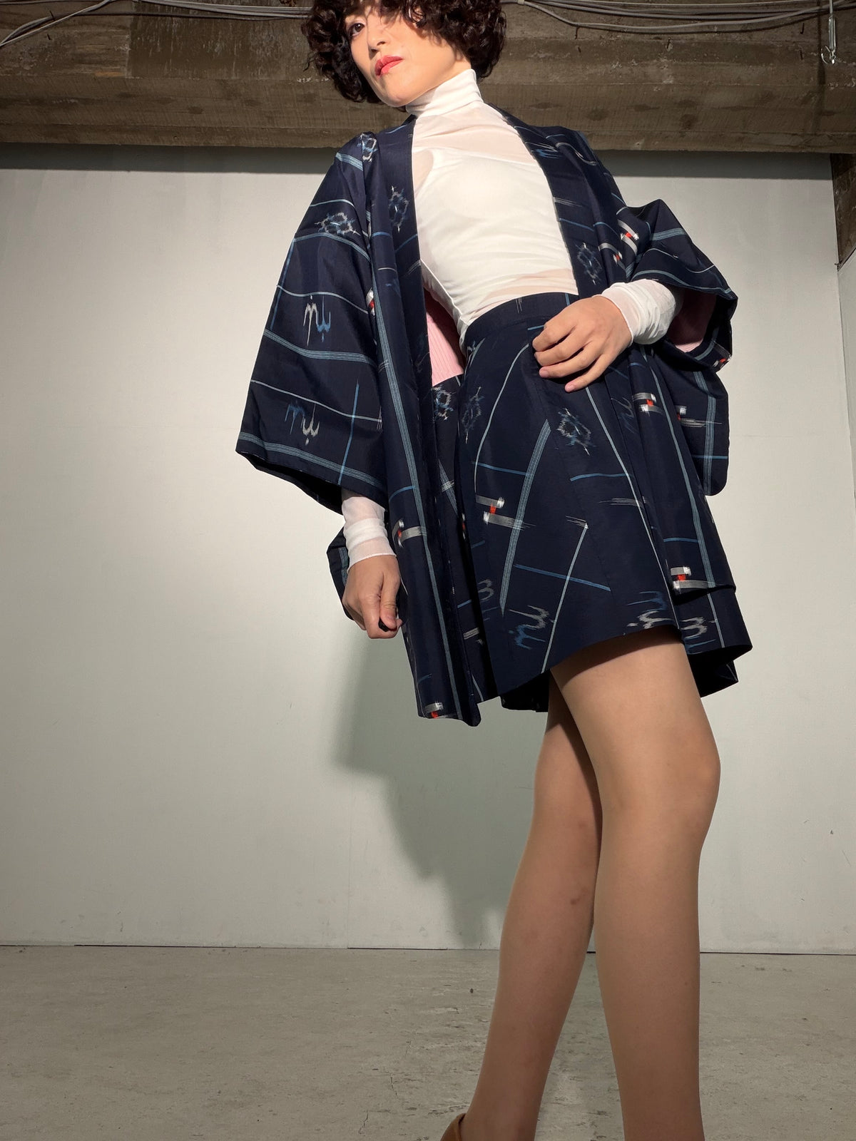 Vintage Tsumugi Haori & Kimono Skirt Set "SAI008 - US 6–8 / UK 10–12 / EU 38–40" — Upcycled from Japanese Kimono