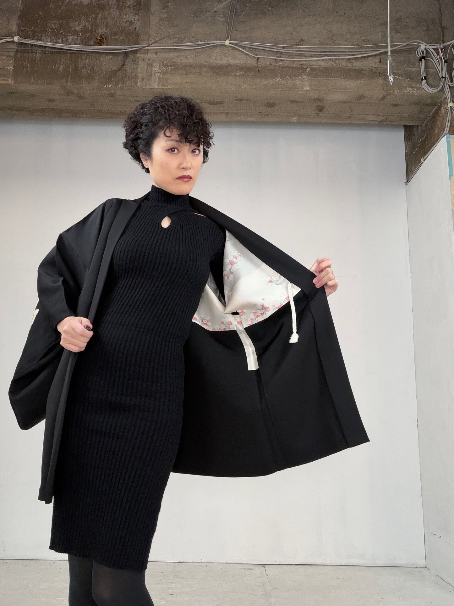 VINTAGE BLACK HAORI  "BLK102"