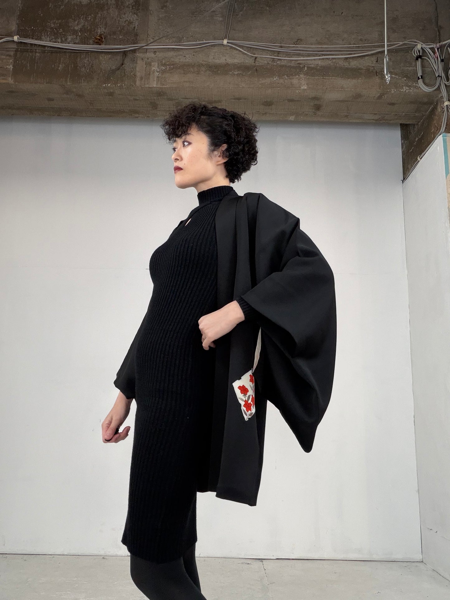 VINTAGE BLACK HAORI  "BLK102"