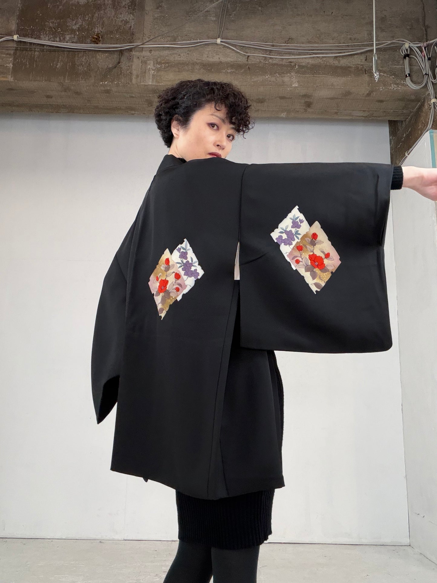 VINTAGE BLACK HAORI  "BLK102"