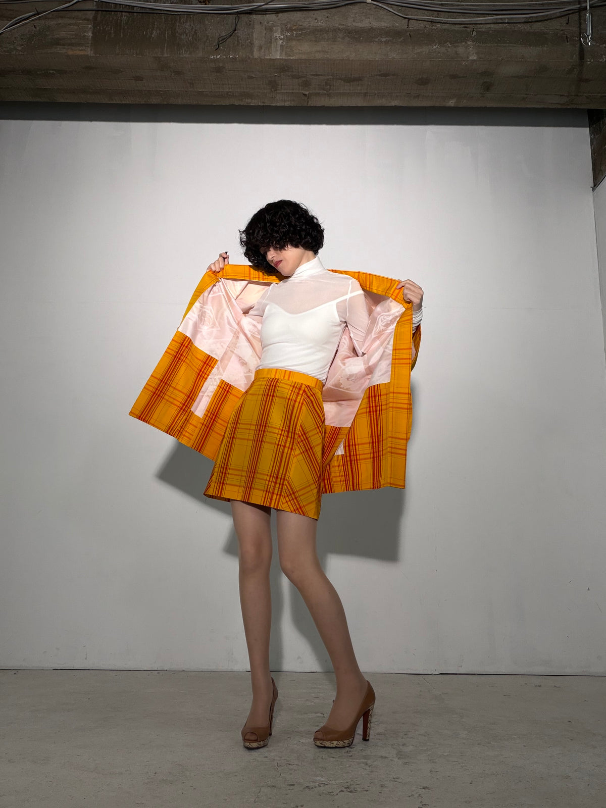 Vintage Tsumugi Haori & Kimono Skirt Set "SAI007 - approx. US 2–4 / UK 6–8 / EU 34–36" — Upcycled from Japanese Kimono