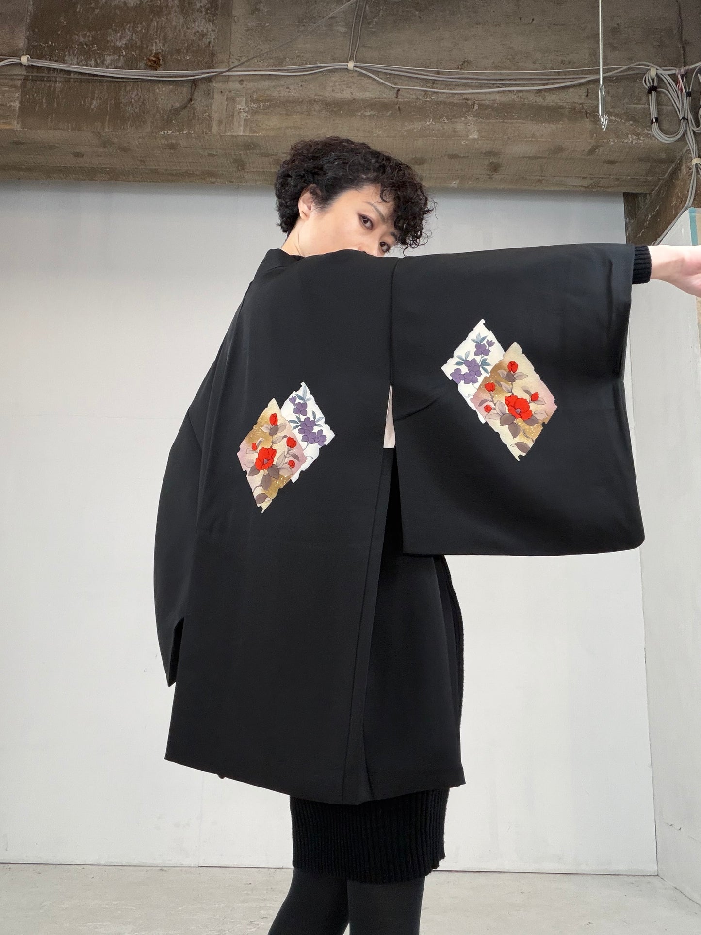 VINTAGE BLACK HAORI  "BLK102"