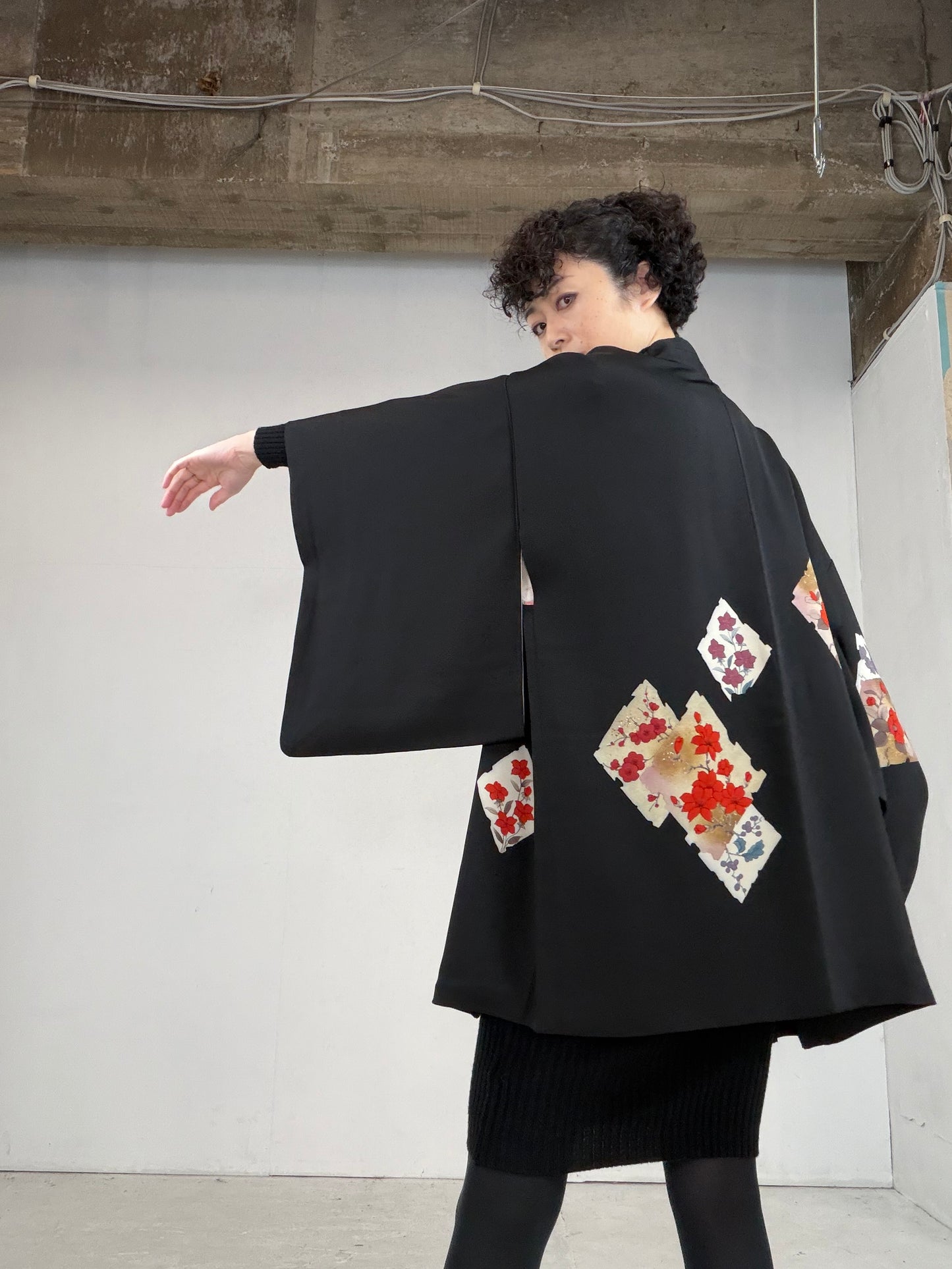 VINTAGE BLACK HAORI  "BLK102"