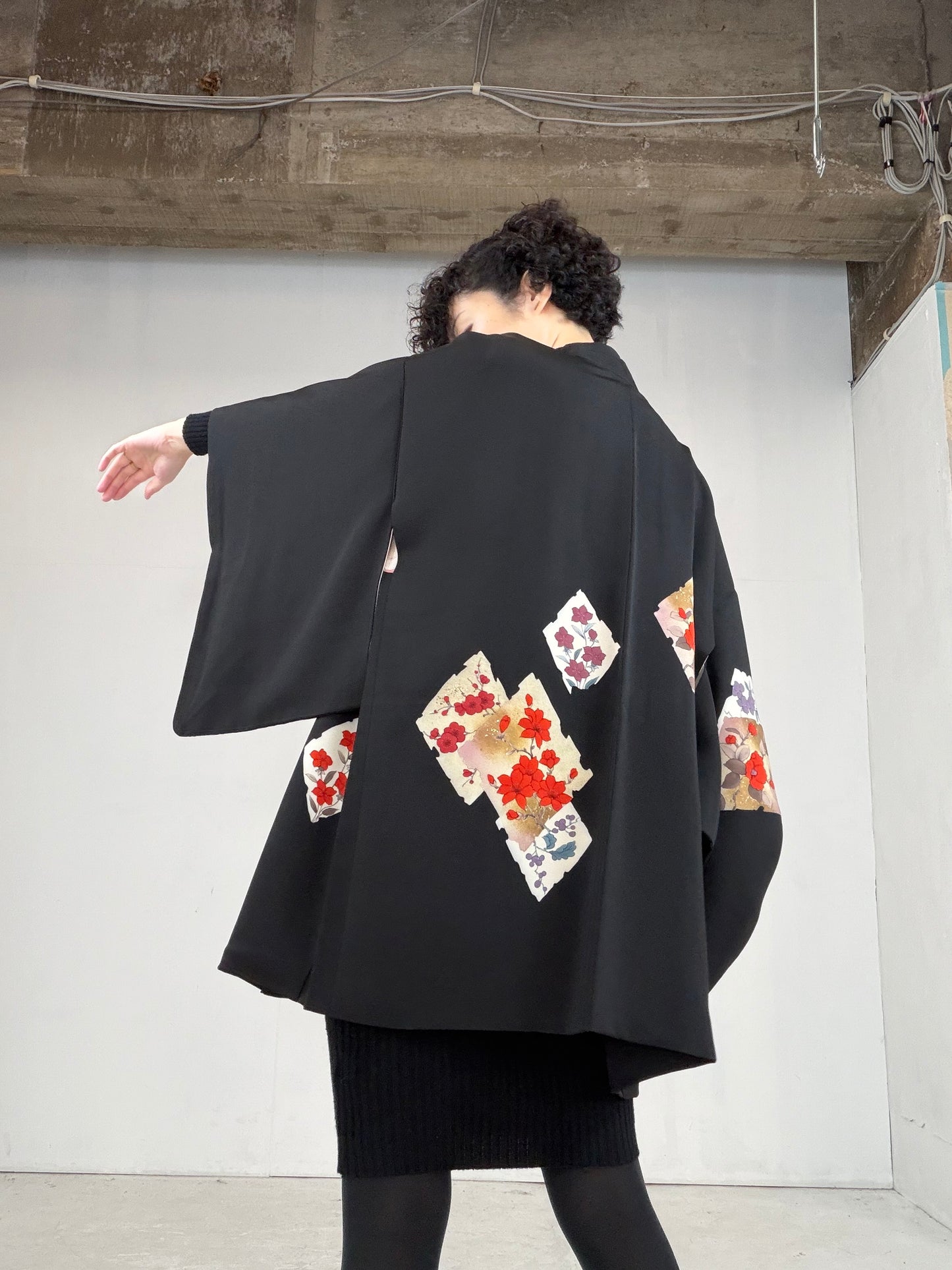 VINTAGE BLACK HAORI  "BLK102"