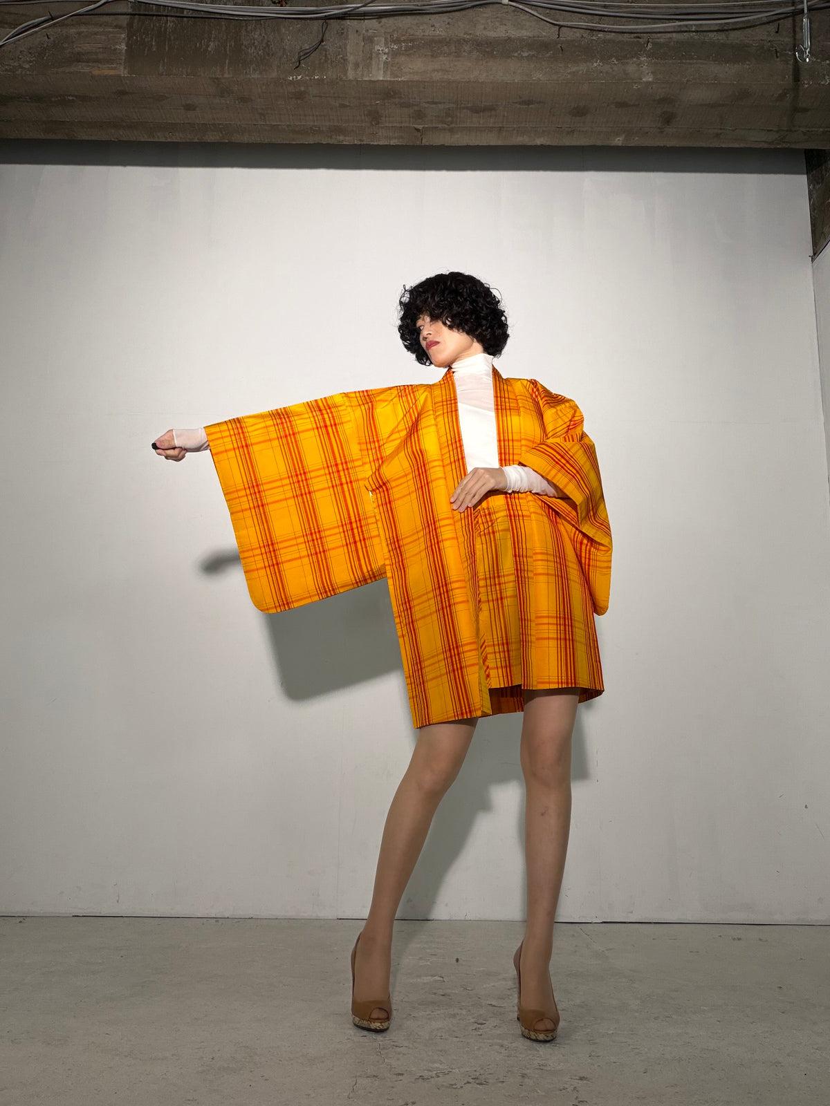 Vintage Tsumugi Haori & Kimono Skirt Set "SAI007 - approx. US 2–4 / UK 6–8 / EU 34–36" — Upcycled from Japanese Kimono