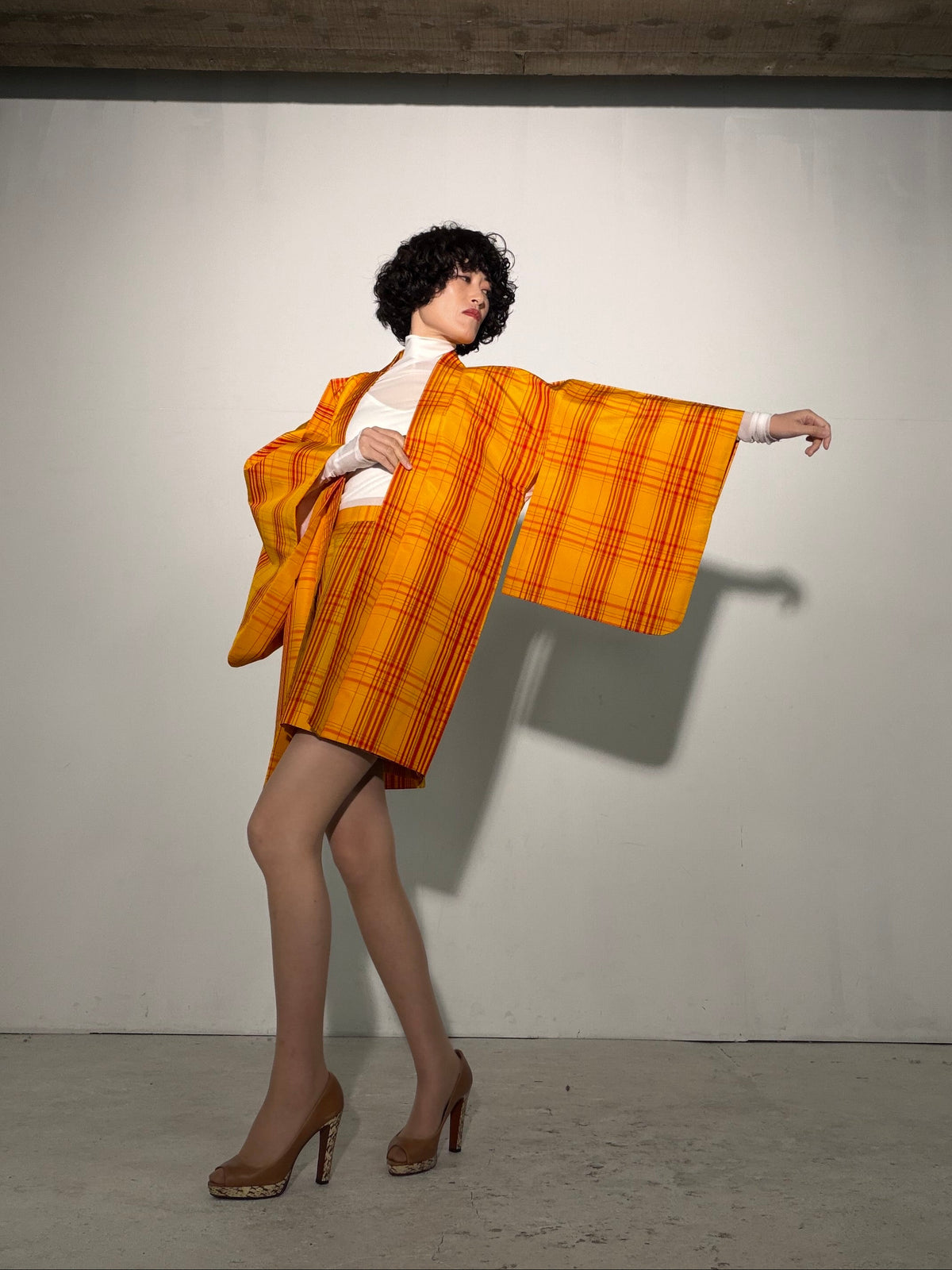 Vintage Tsumugi Haori & Kimono Skirt Set "SAI007 - approx. US 2–4 / UK 6–8 / EU 34–36" — Upcycled from Japanese Kimono