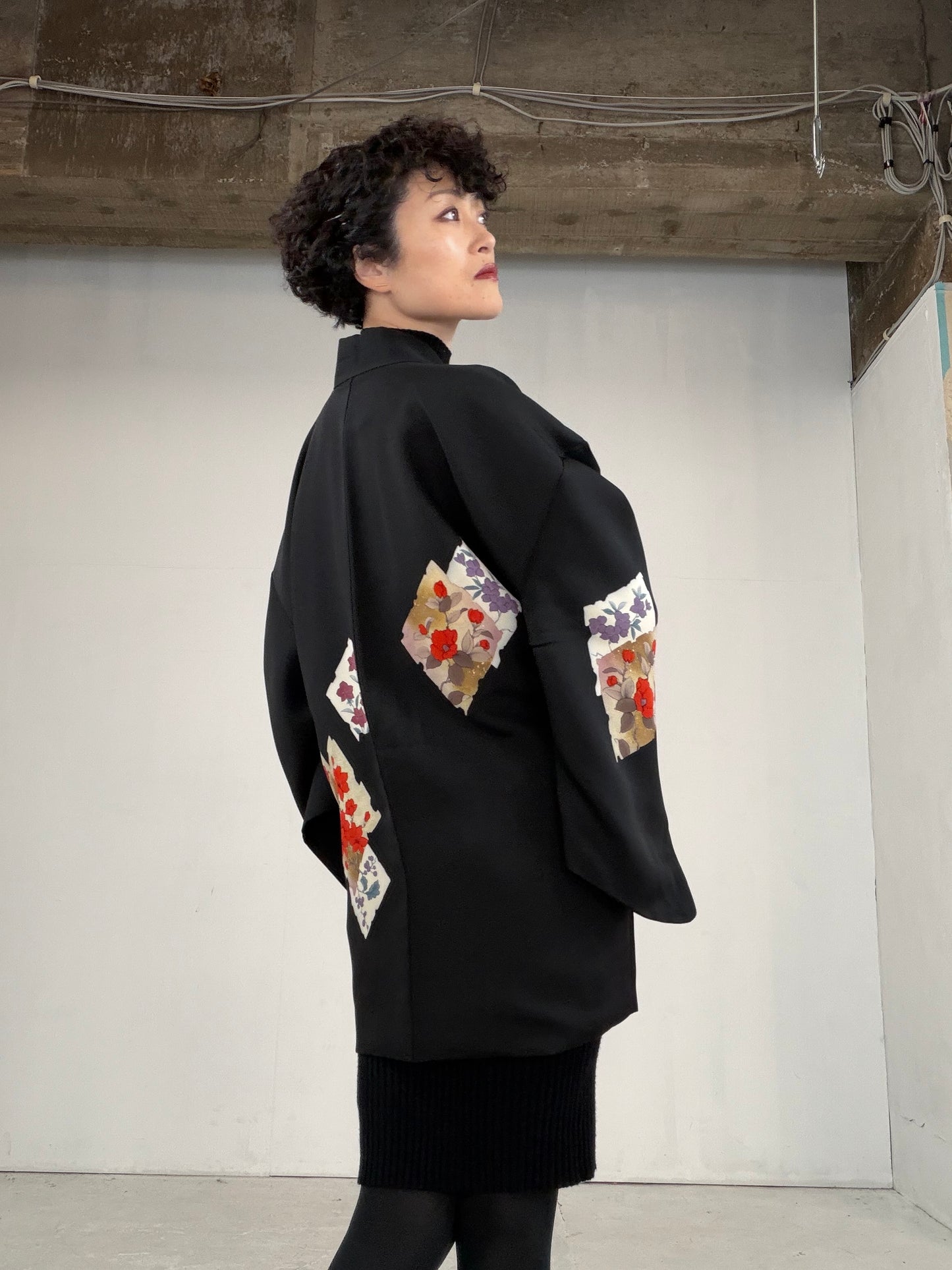 VINTAGE BLACK HAORI  "BLK102"