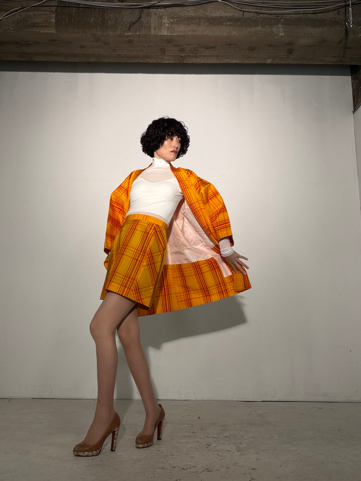 Vintage Tsumugi Haori & Kimono Skirt Set "SAI007 - approx. US 2–4 / UK 6–8 / EU 34–36" — Upcycled from Japanese Kimono