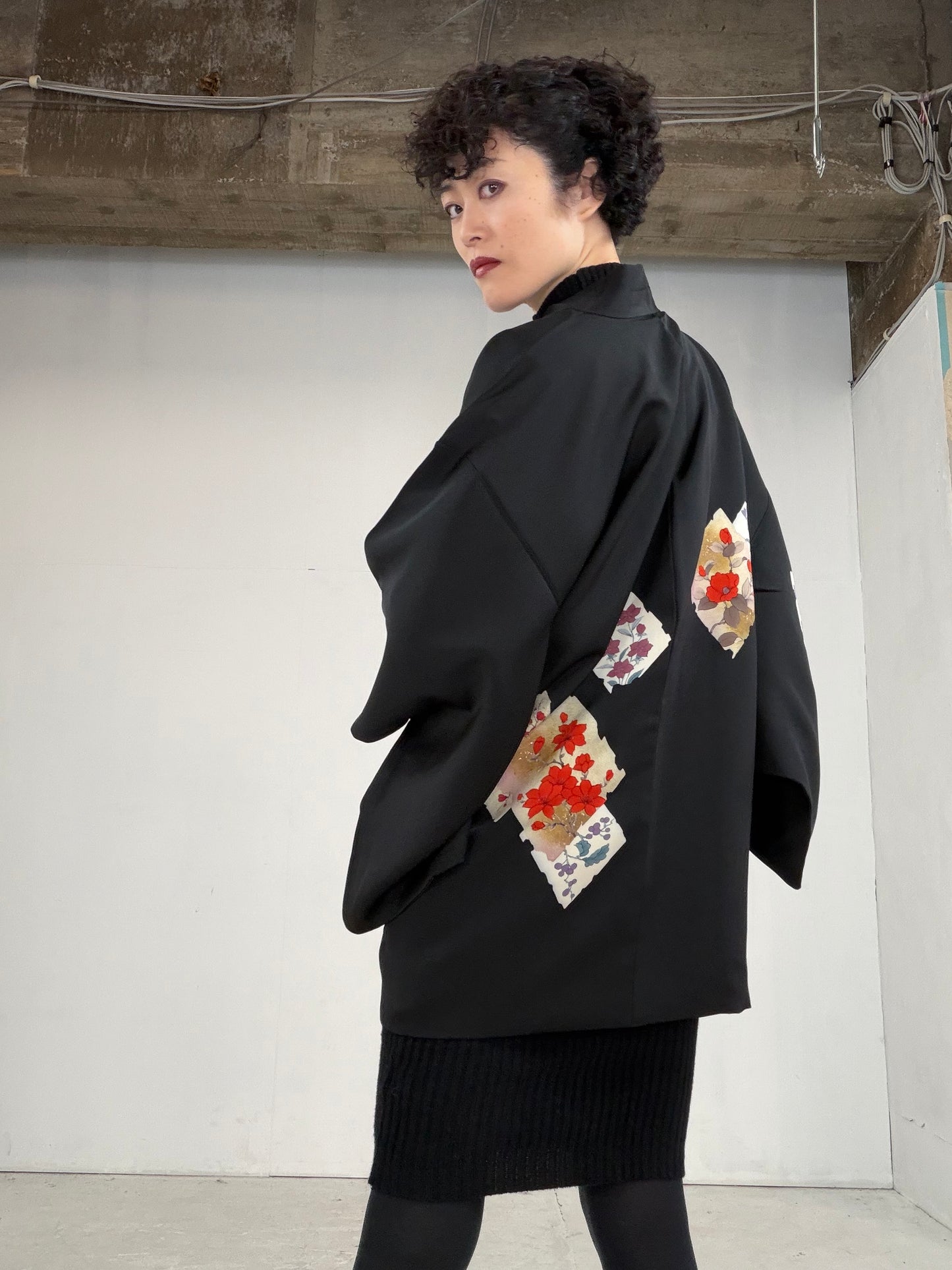 VINTAGE BLACK HAORI  "BLK102"
