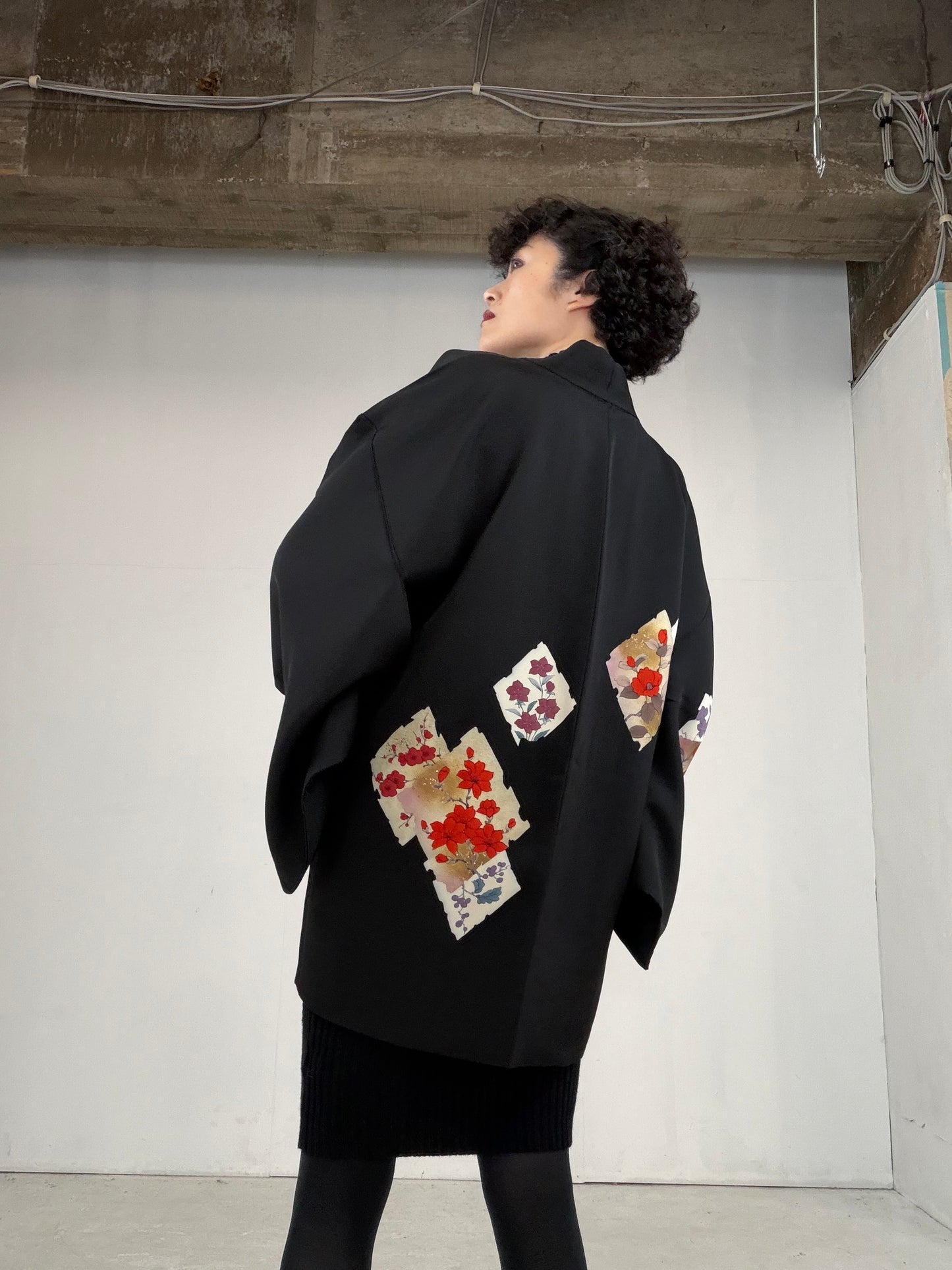 VINTAGE BLACK HAORI  "BLK102"