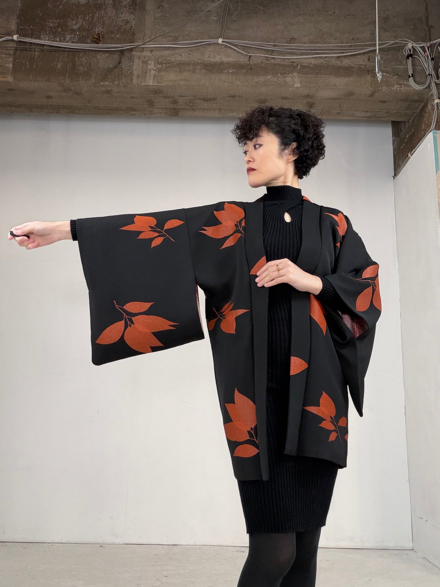 VINTAGE BLACK HAORI  "BLK103"