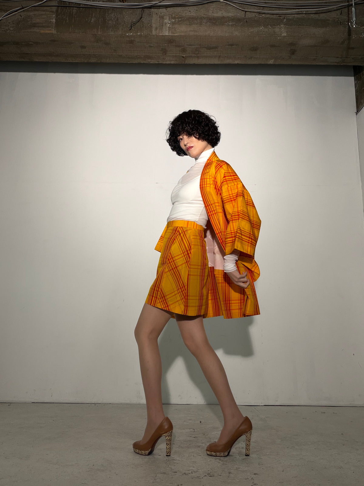 Vintage Tsumugi Haori & Kimono Skirt Set "SAI007 - approx. US 2–4 / UK 6–8 / EU 34–36" — Upcycled from Japanese Kimono