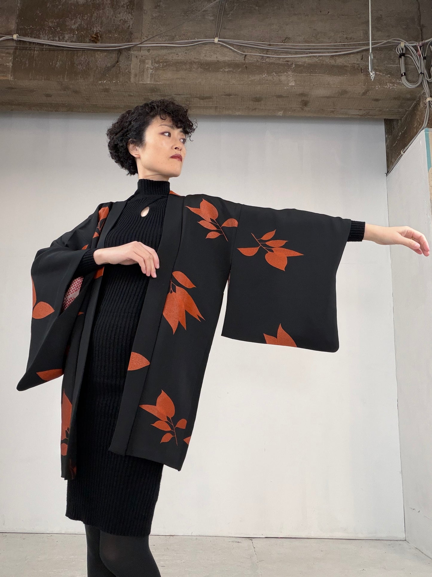 VINTAGE BLACK HAORI  "BLK103"