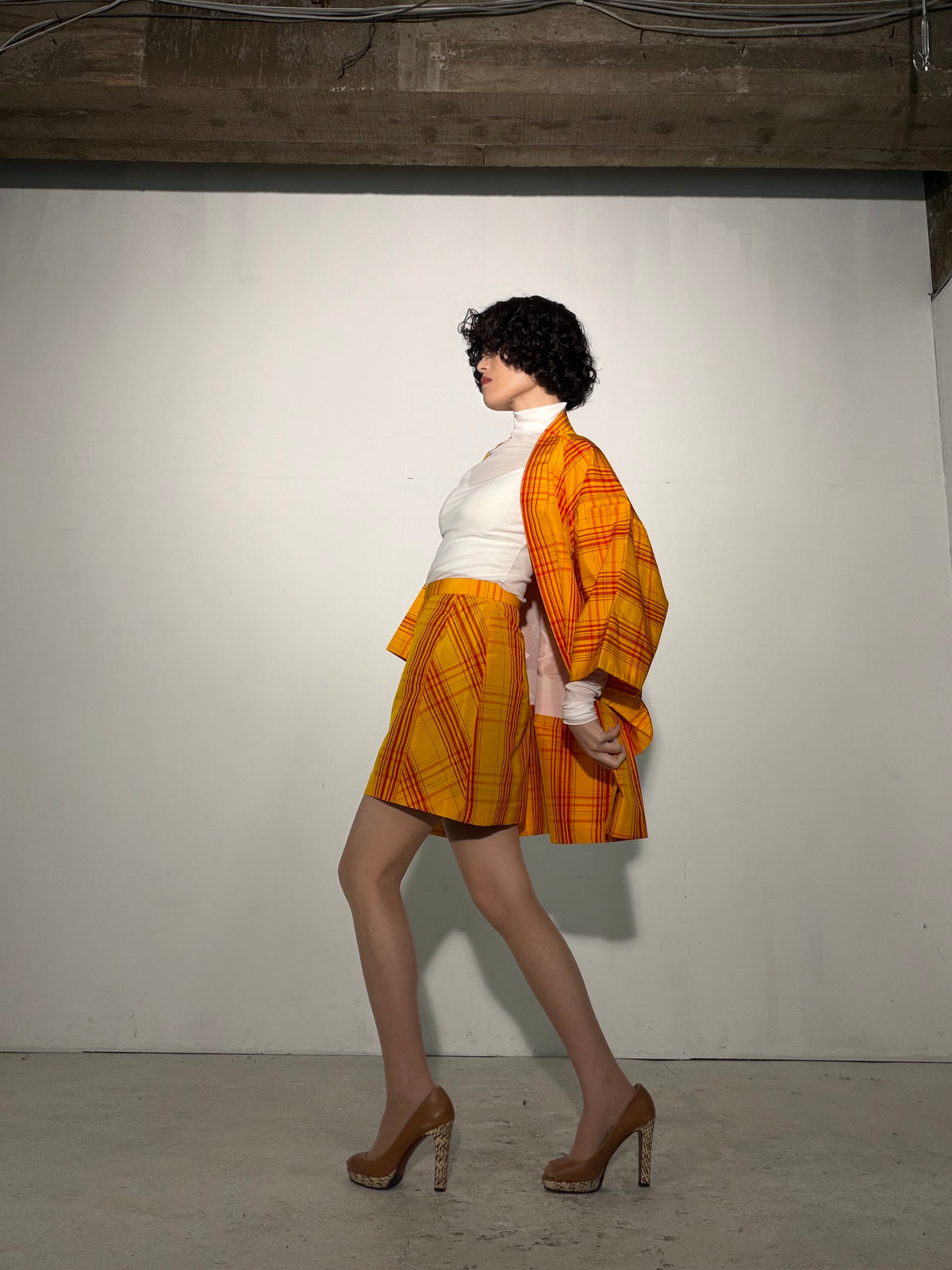 Vintage Tsumugi Haori & Kimono Skirt Set "SAI007 - approx. US 2–4 / UK 6–8 / EU 34–36" — Upcycled from Japanese Kimono