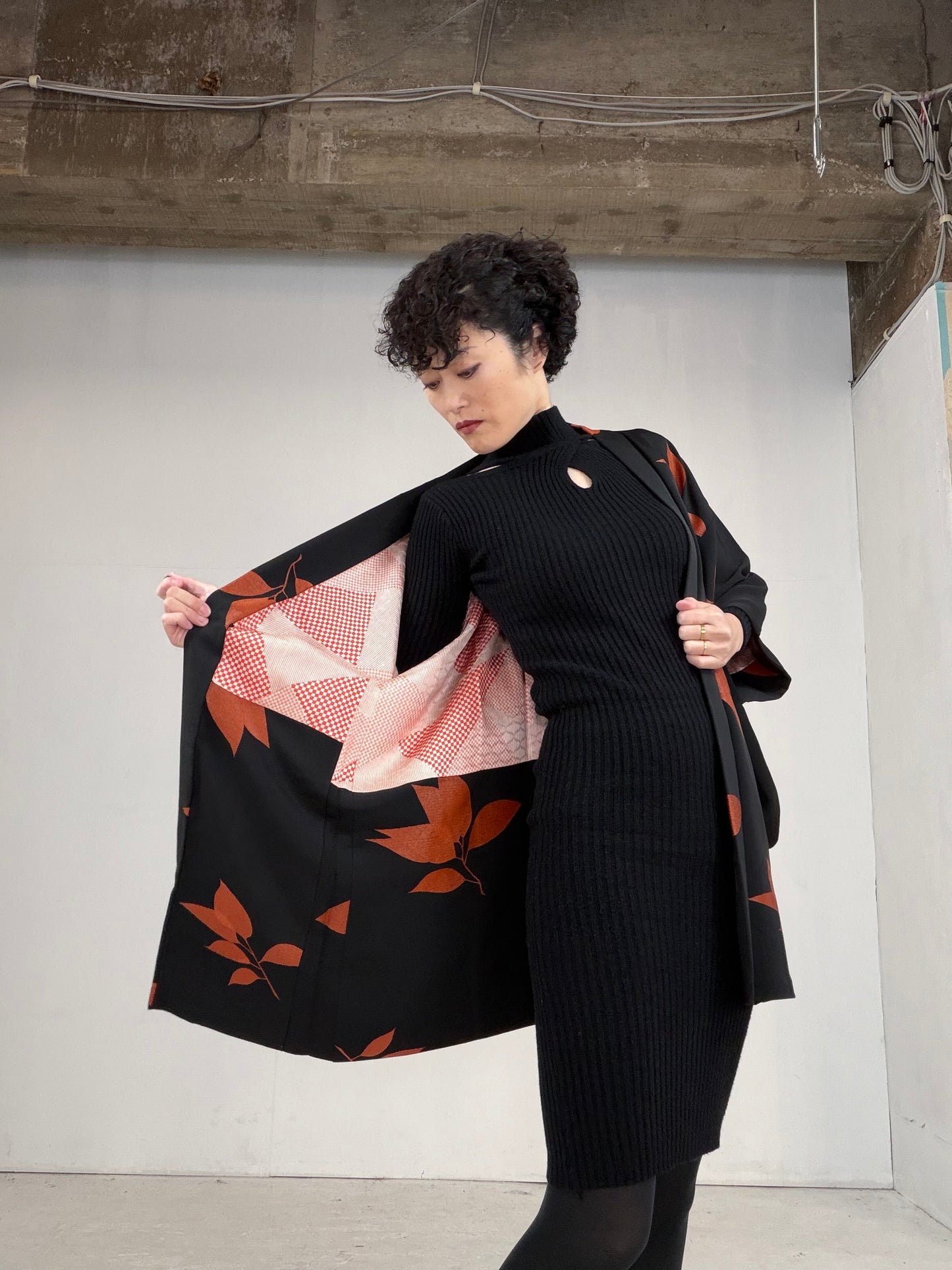 VINTAGE BLACK HAORI  "BLK103"