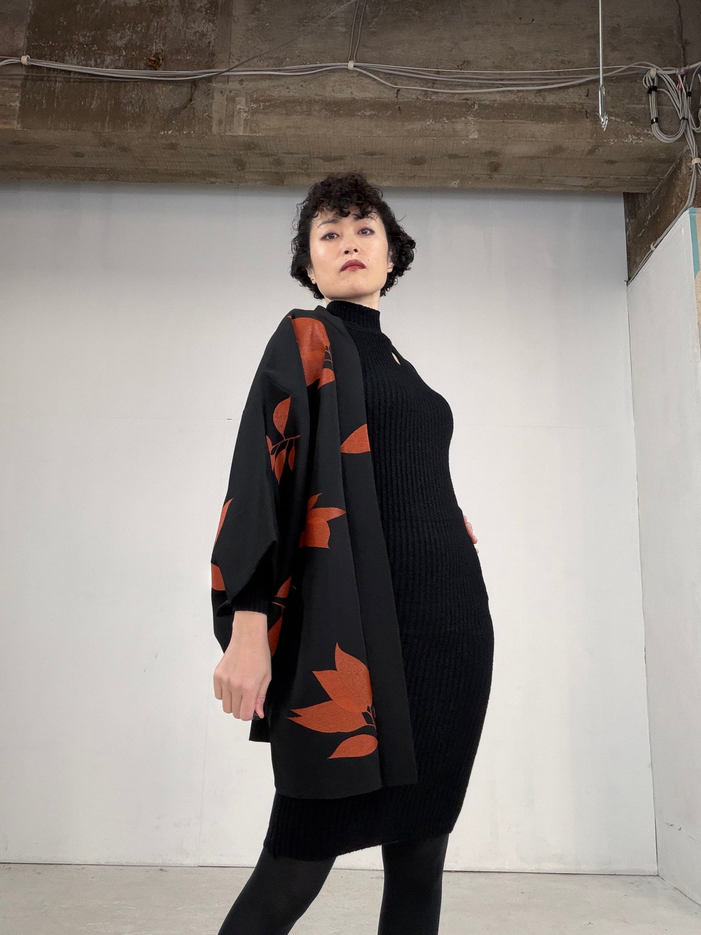 VINTAGE BLACK HAORI  "BLK103"