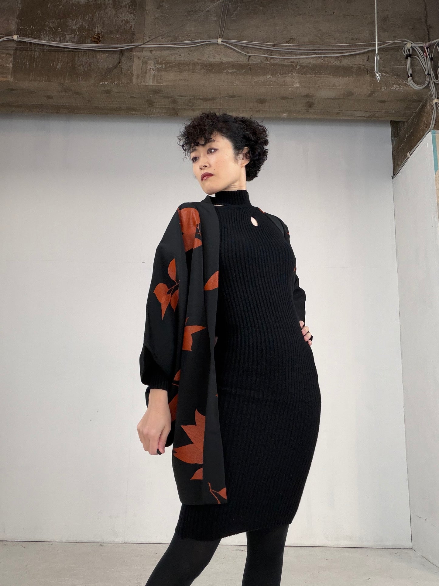 VINTAGE BLACK HAORI  "BLK103"