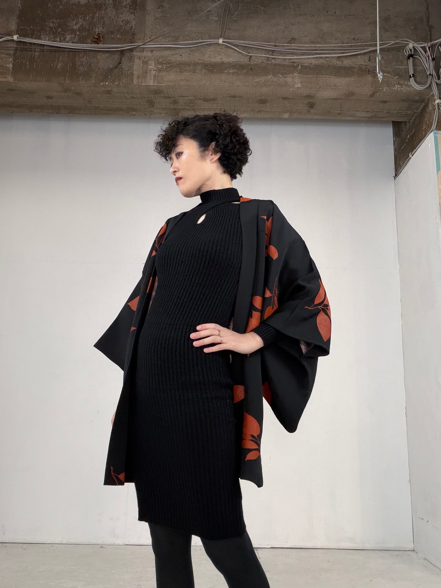 VINTAGE BLACK HAORI  "BLK103"