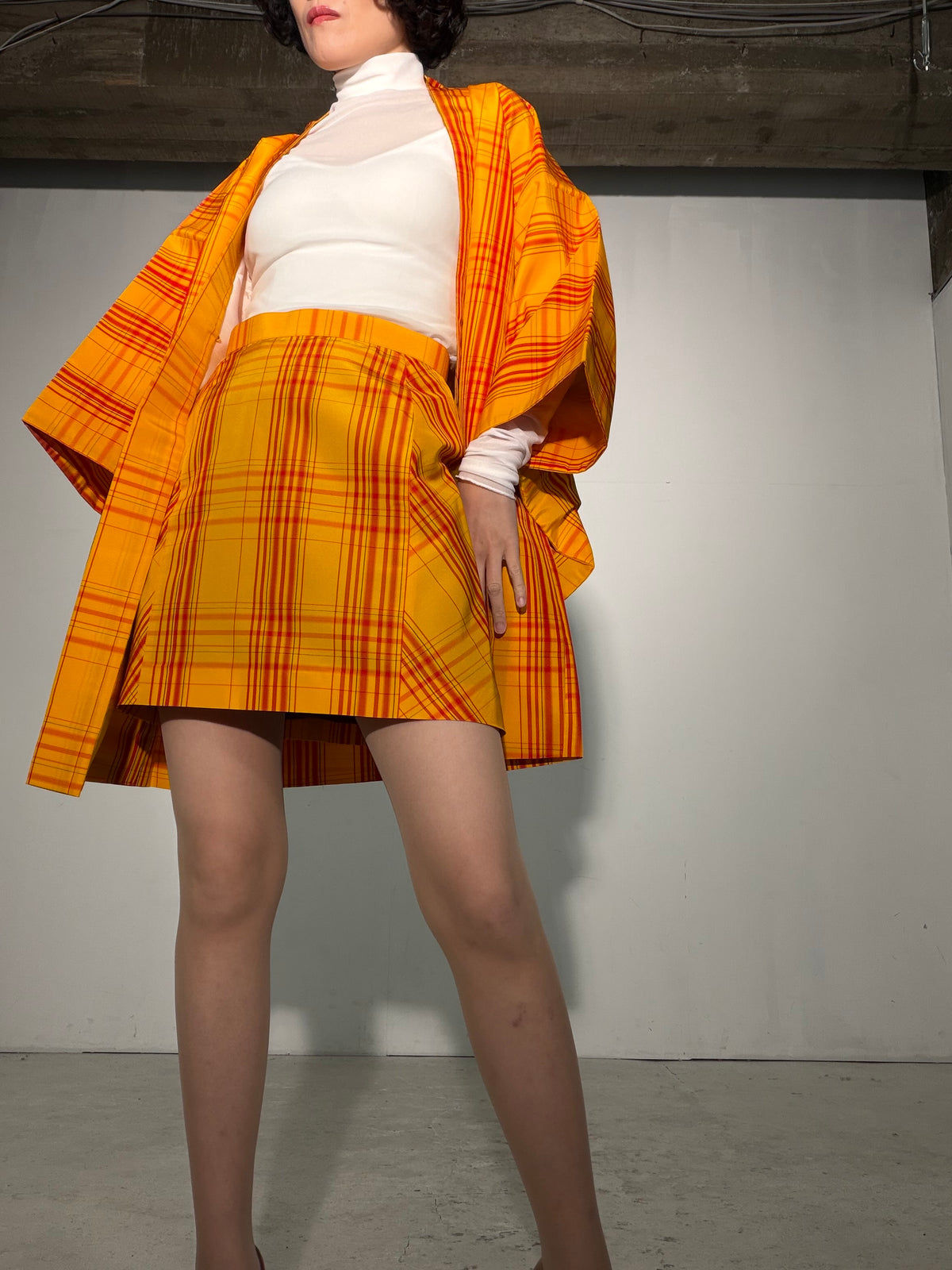 Vintage Tsumugi Haori & Kimono Skirt Set "SAI007 - approx. US 2–4 / UK 6–8 / EU 34–36" — Upcycled from Japanese Kimono