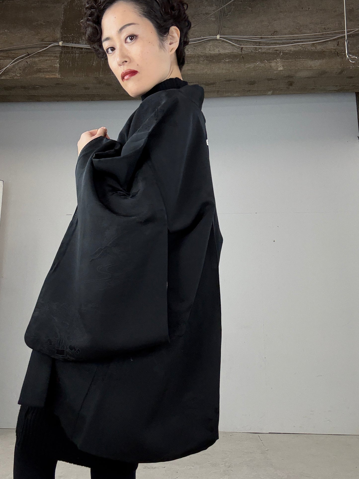 VINTAGE BLACK HAORI "mokkou"