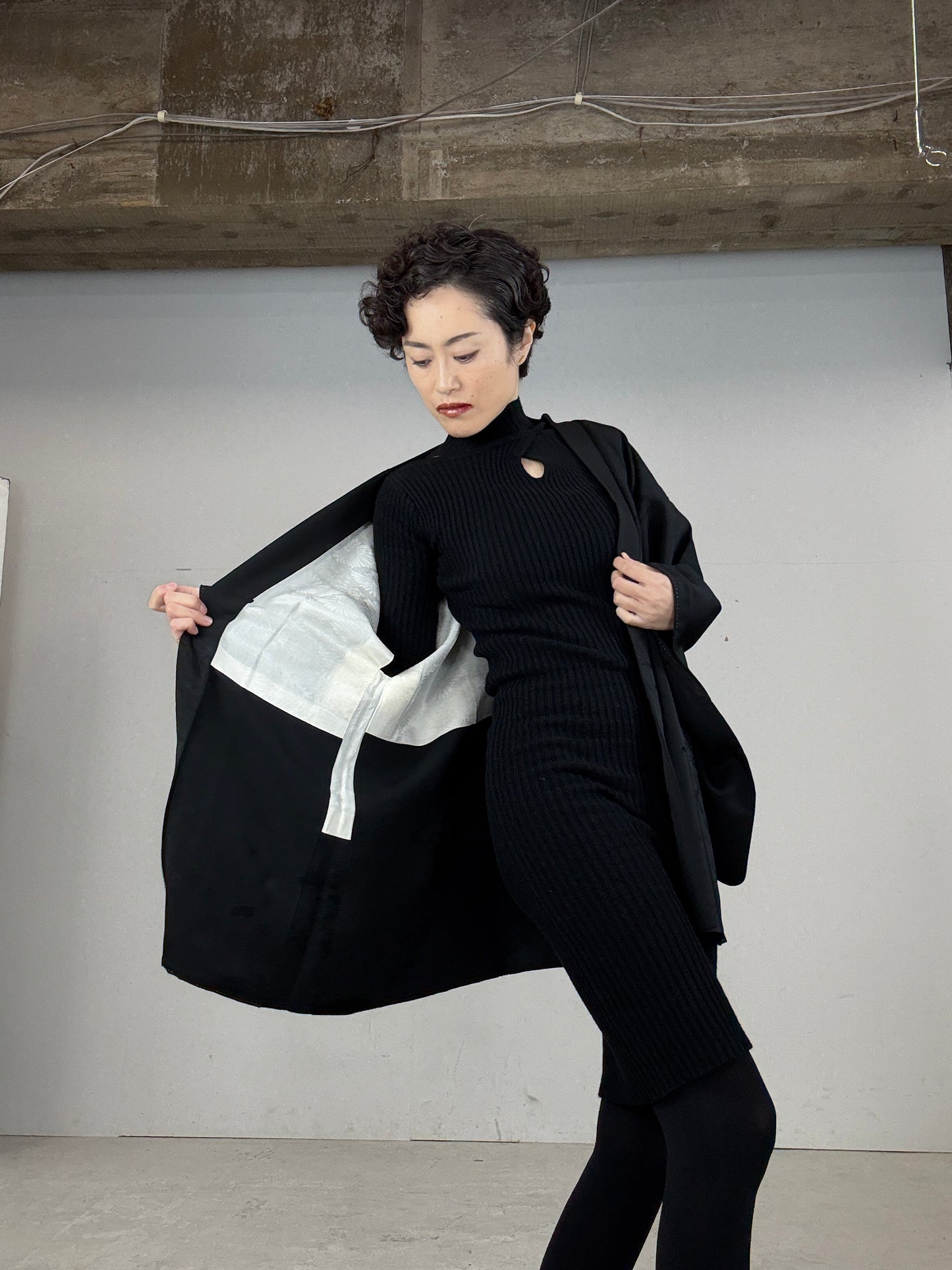 VINTAGE BLACK HAORI "mokkou"