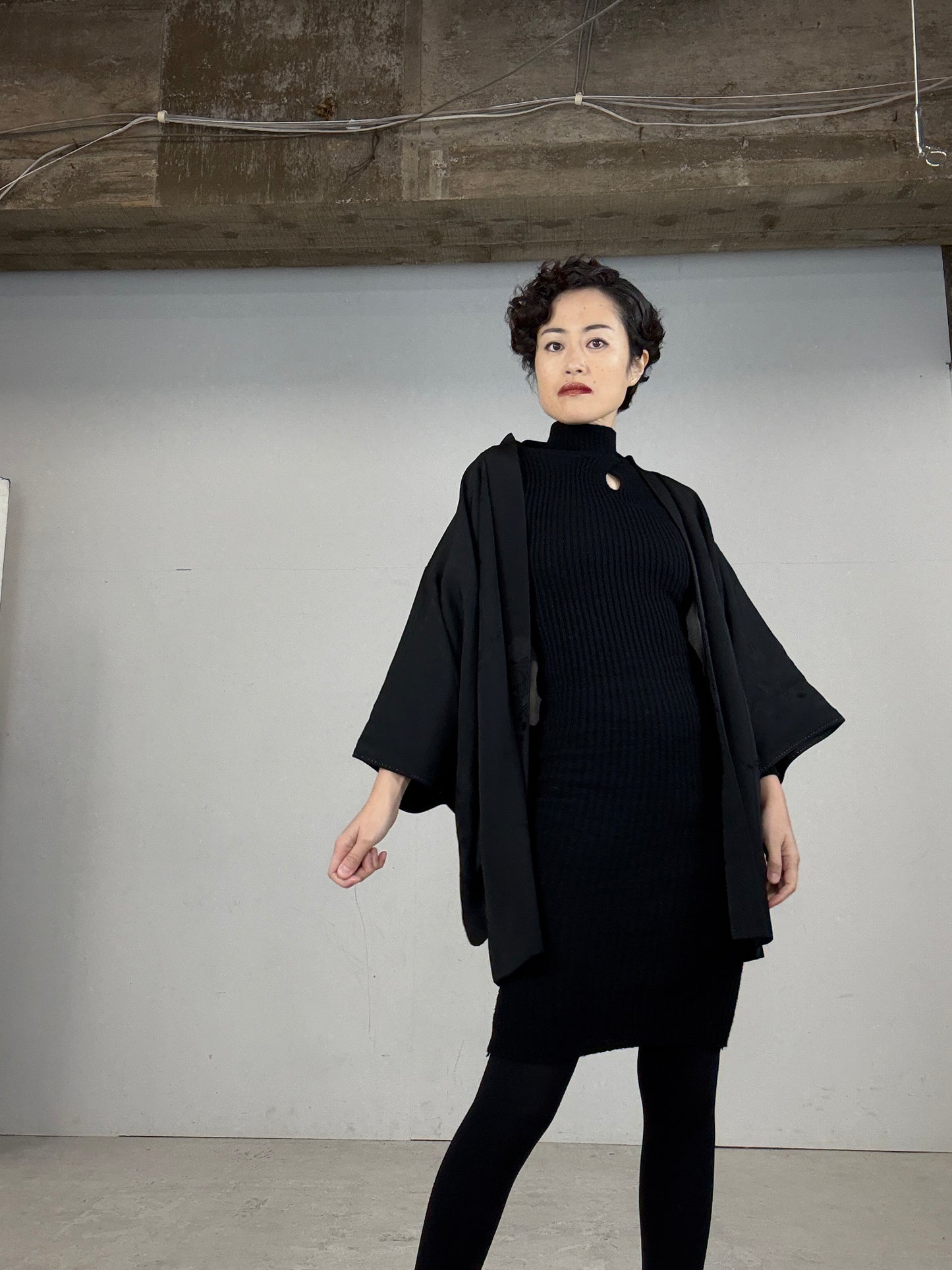 VINTAGE BLACK HAORI "mokkou"