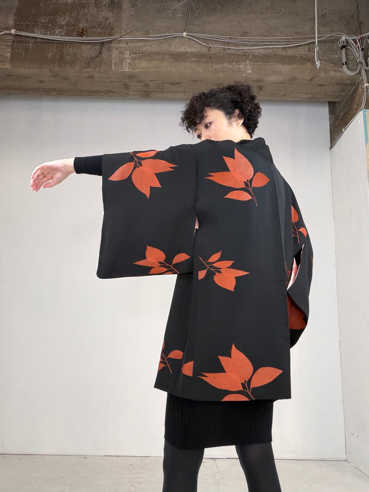 VINTAGE BLACK HAORI  "BLK103"