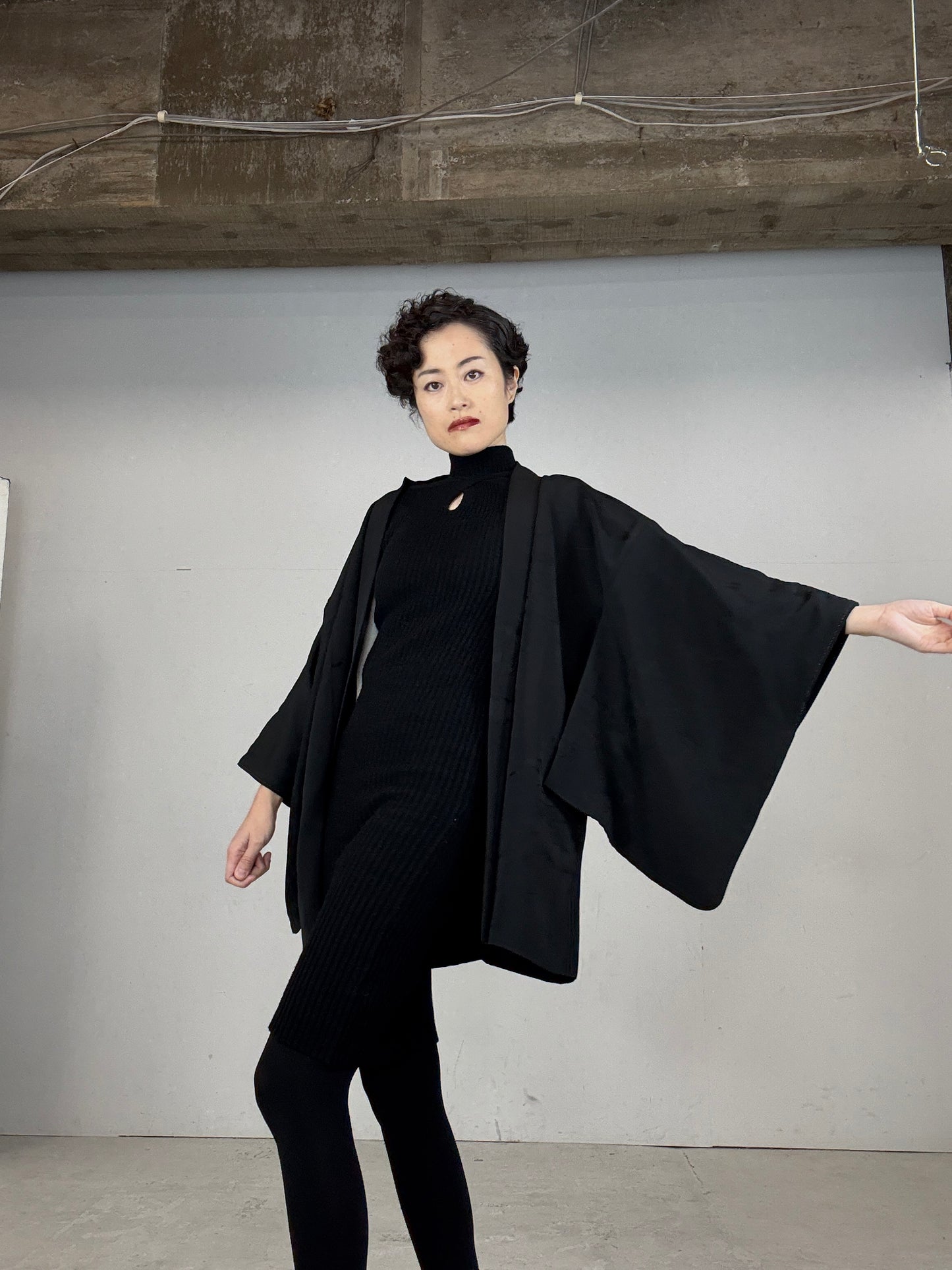 VINTAGE BLACK HAORI "mokkou"