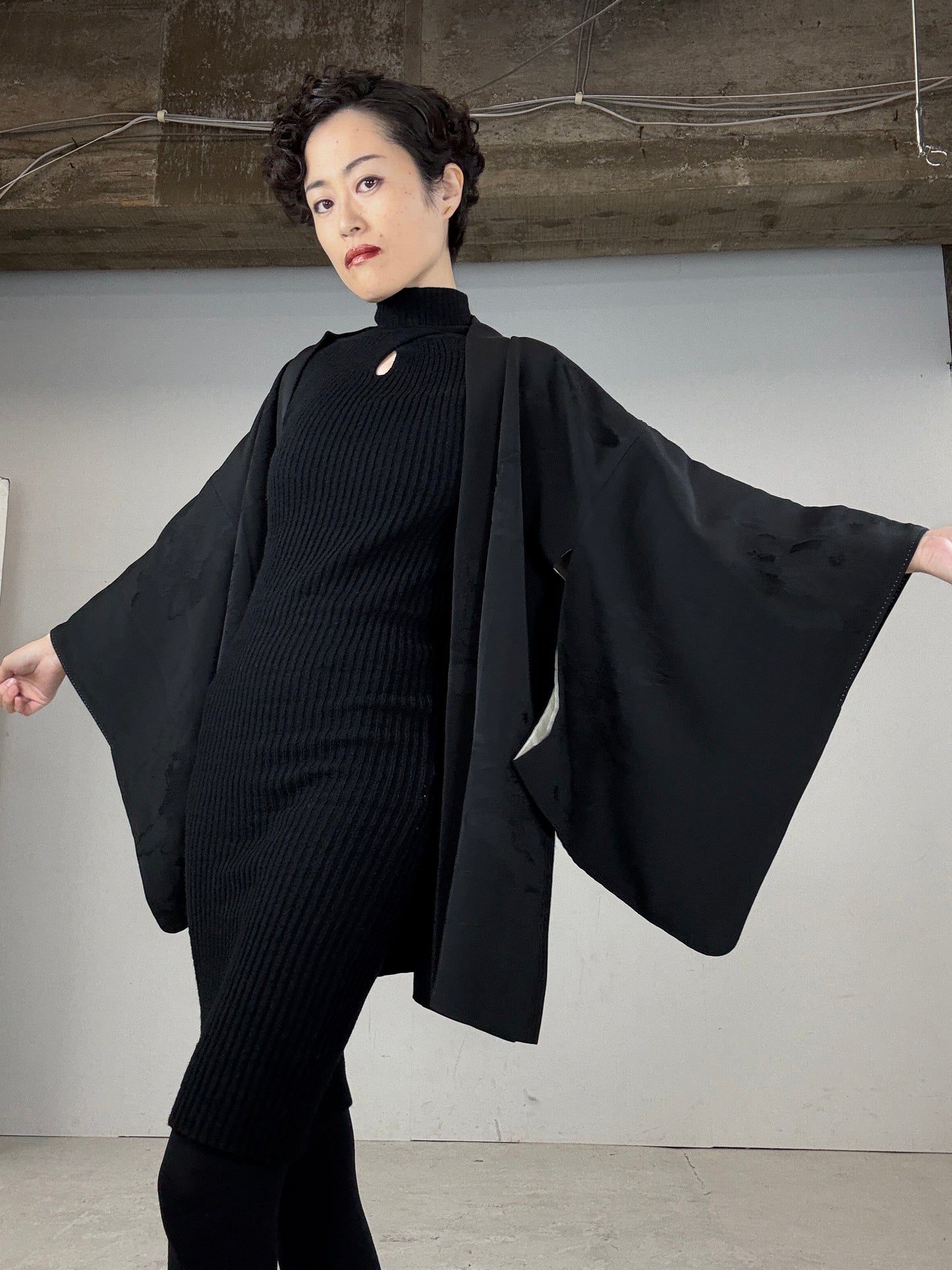 VINTAGE BLACK HAORI "mokkou"