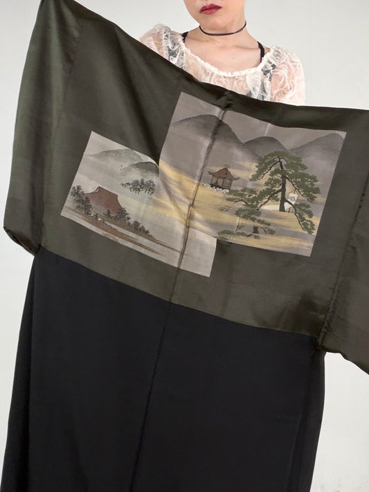 VINTAGE KUROMONTSUKI HAORI "maruni-daki-myoga, KUR111"