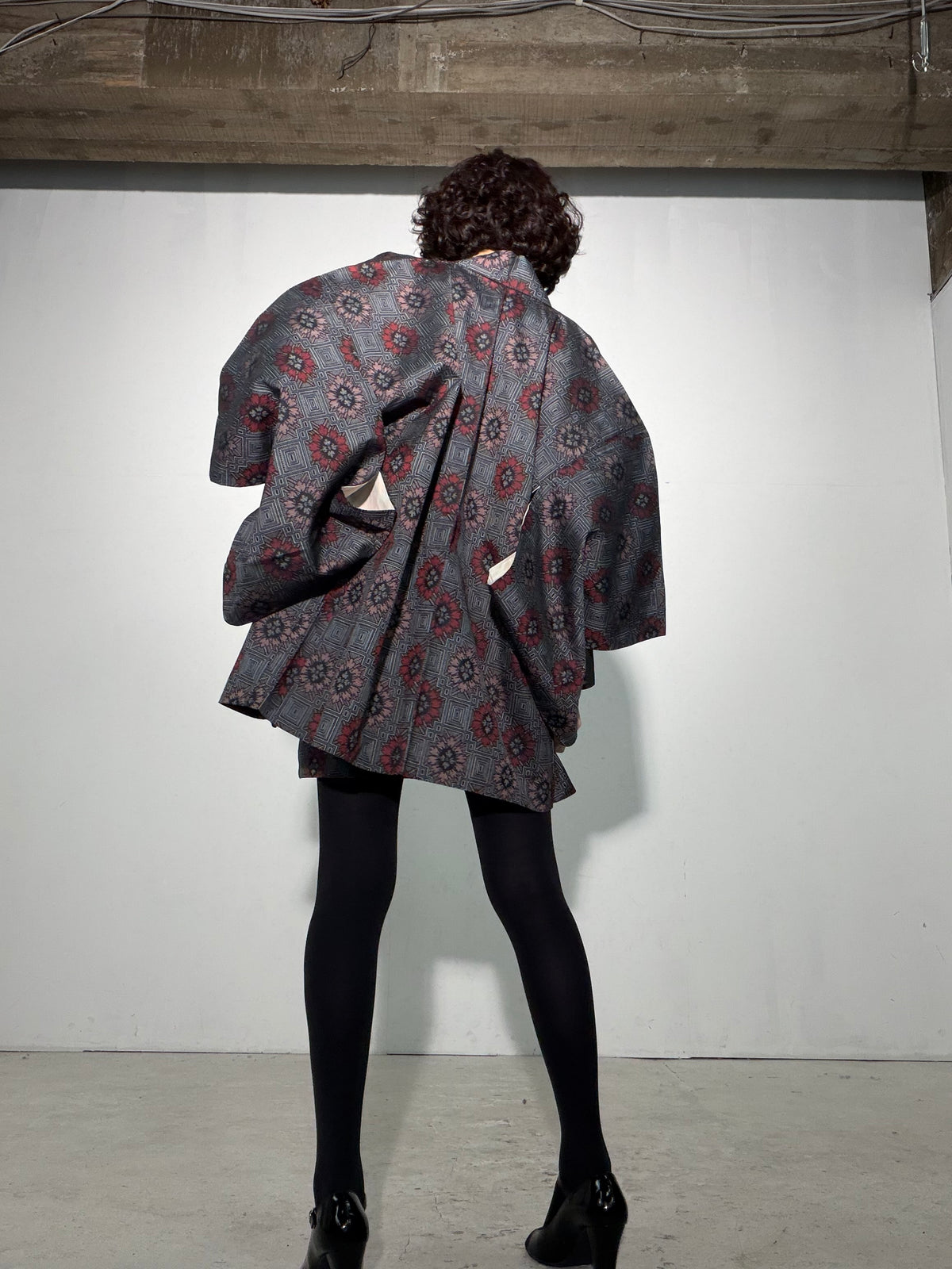 Vintage Tsumugi Haori & Kimono Skirt Set "SAI006 - approx. US 2–4 / UK 6–8 / EU 34–36" — Upcycled from Japanese Kimono