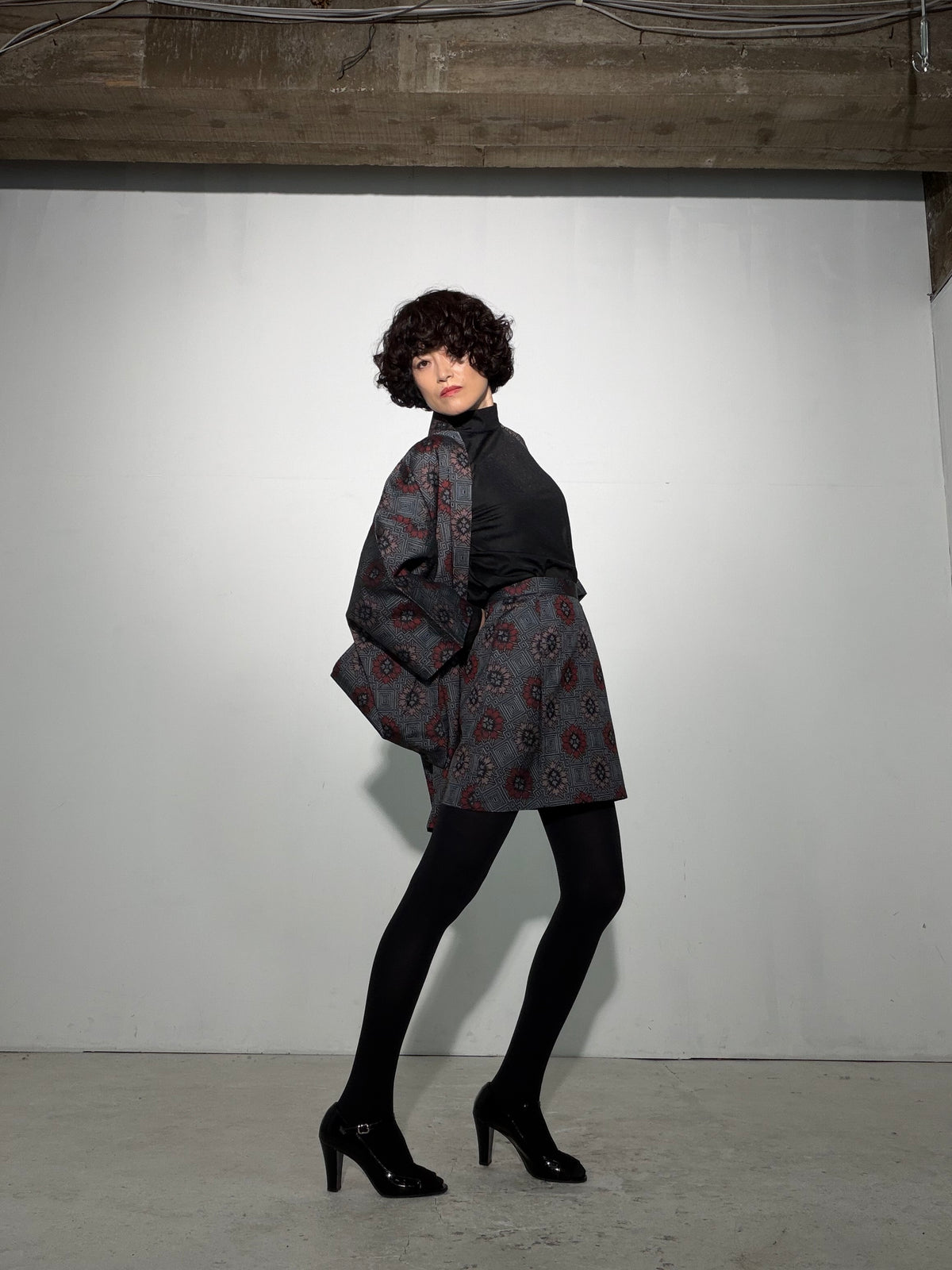 Vintage Tsumugi Haori & Kimono Skirt Set "SAI006 - approx. US 2–4 / UK 6–8 / EU 34–36" — Upcycled from Japanese Kimono