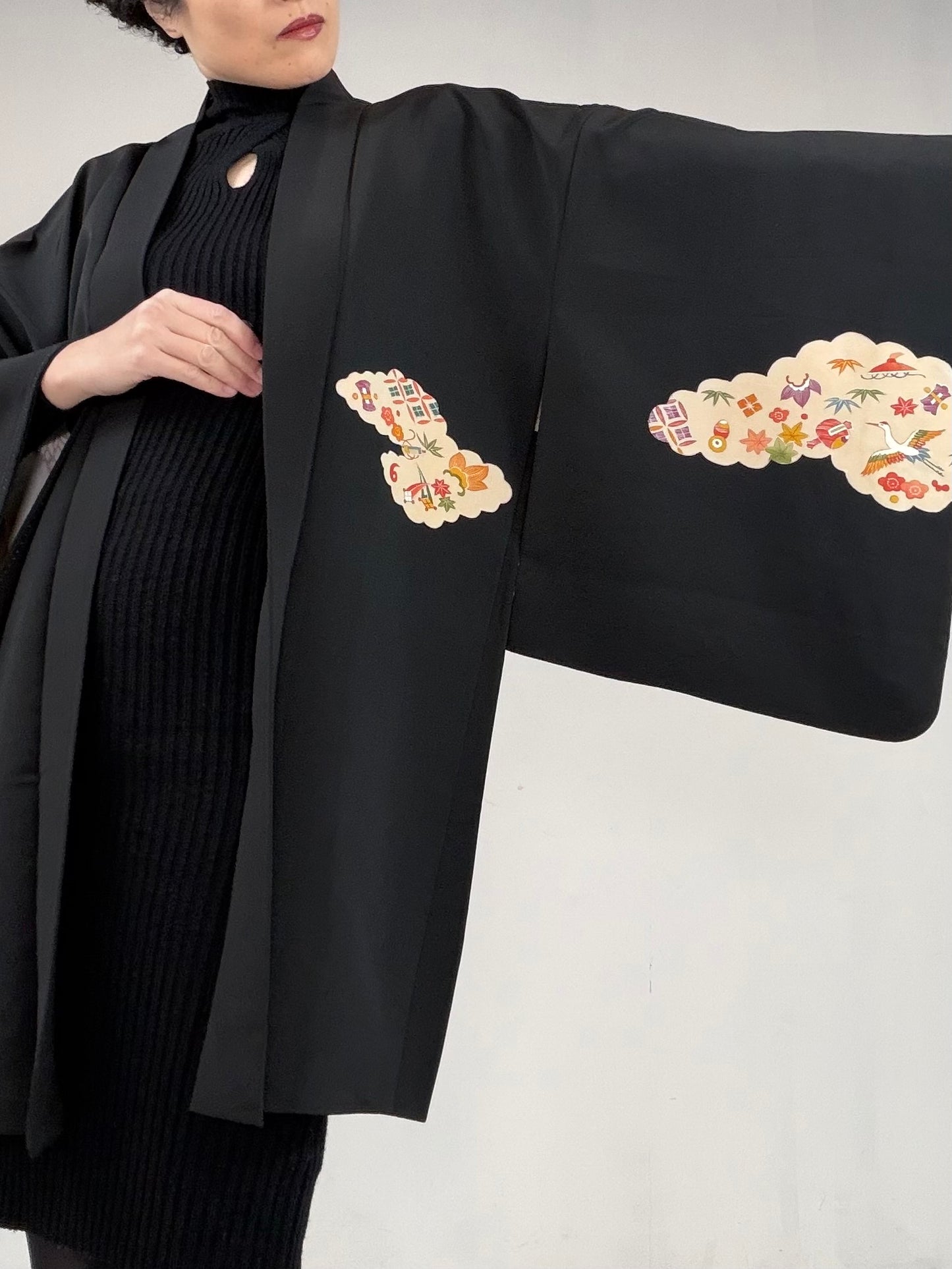 VINTAGE BLACK HAORI  "BLK105"