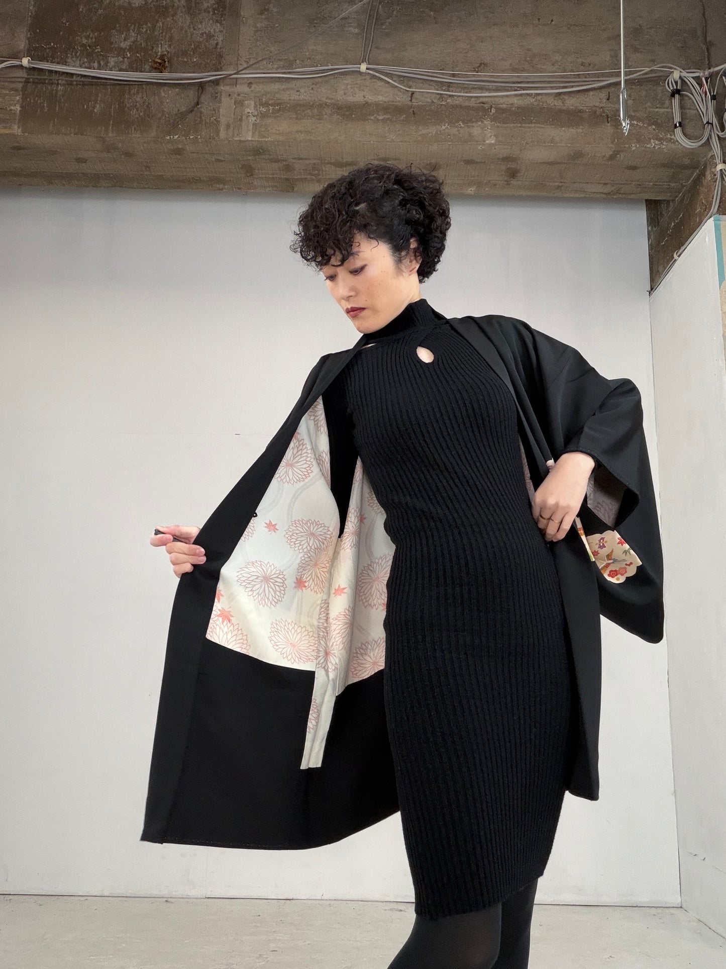 VINTAGE BLACK HAORI  "BLK105"