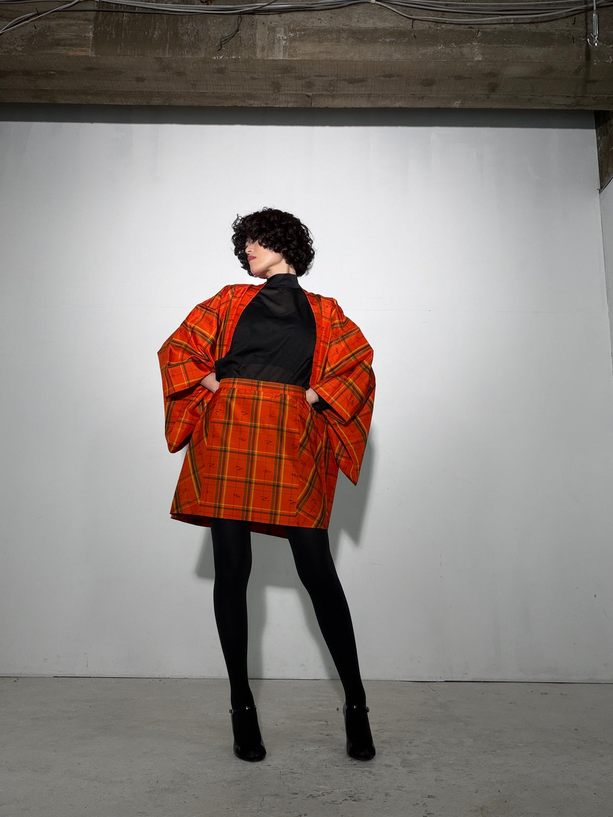 Vintage Tsumugi Haori & Kimono Skirt Set "SAI009 - US 6–8 / UK 10–12 / EU 38–40" — Upcycled from Japanese Kimono