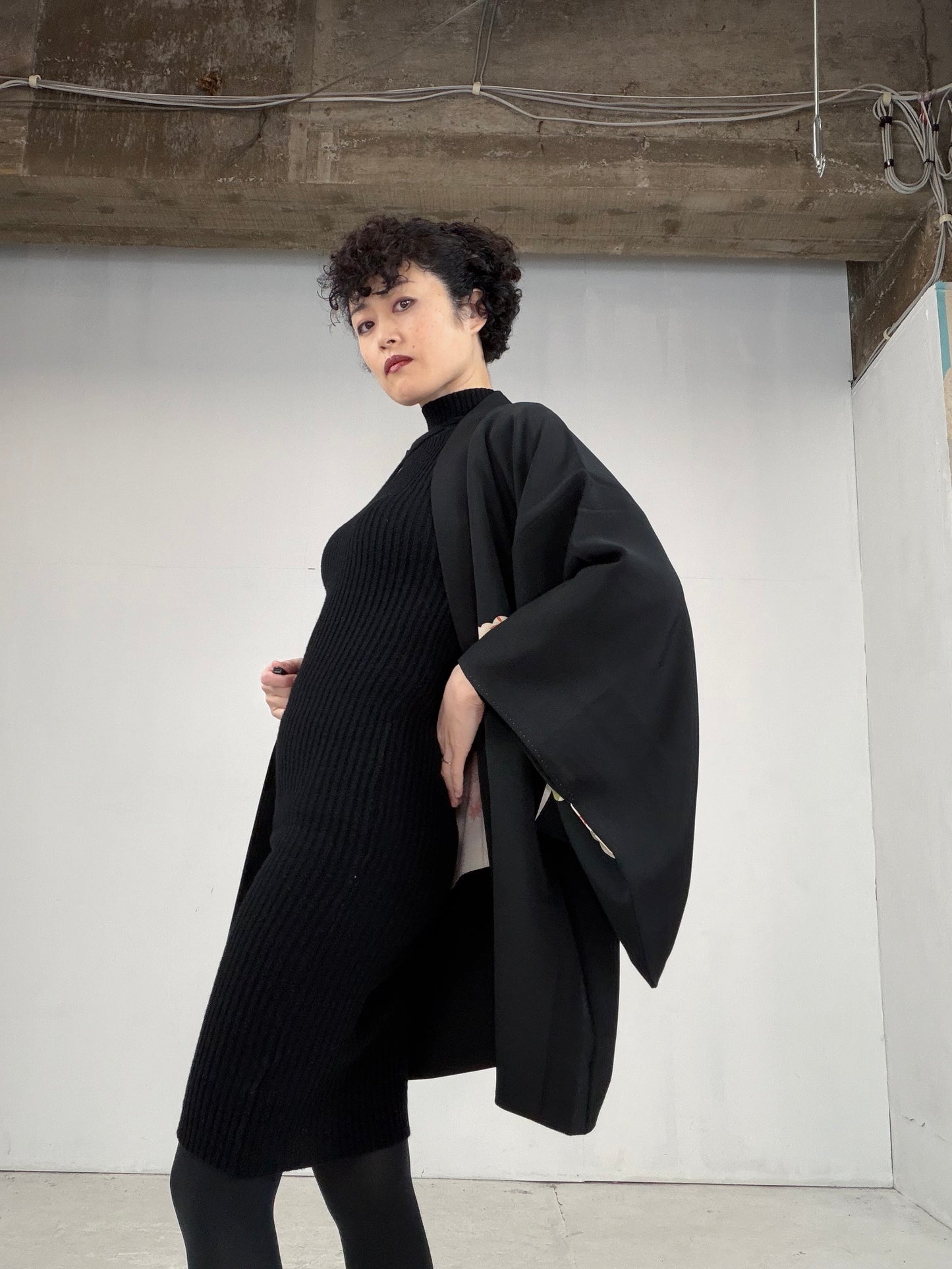 VINTAGE BLACK HAORI  "BLK105"