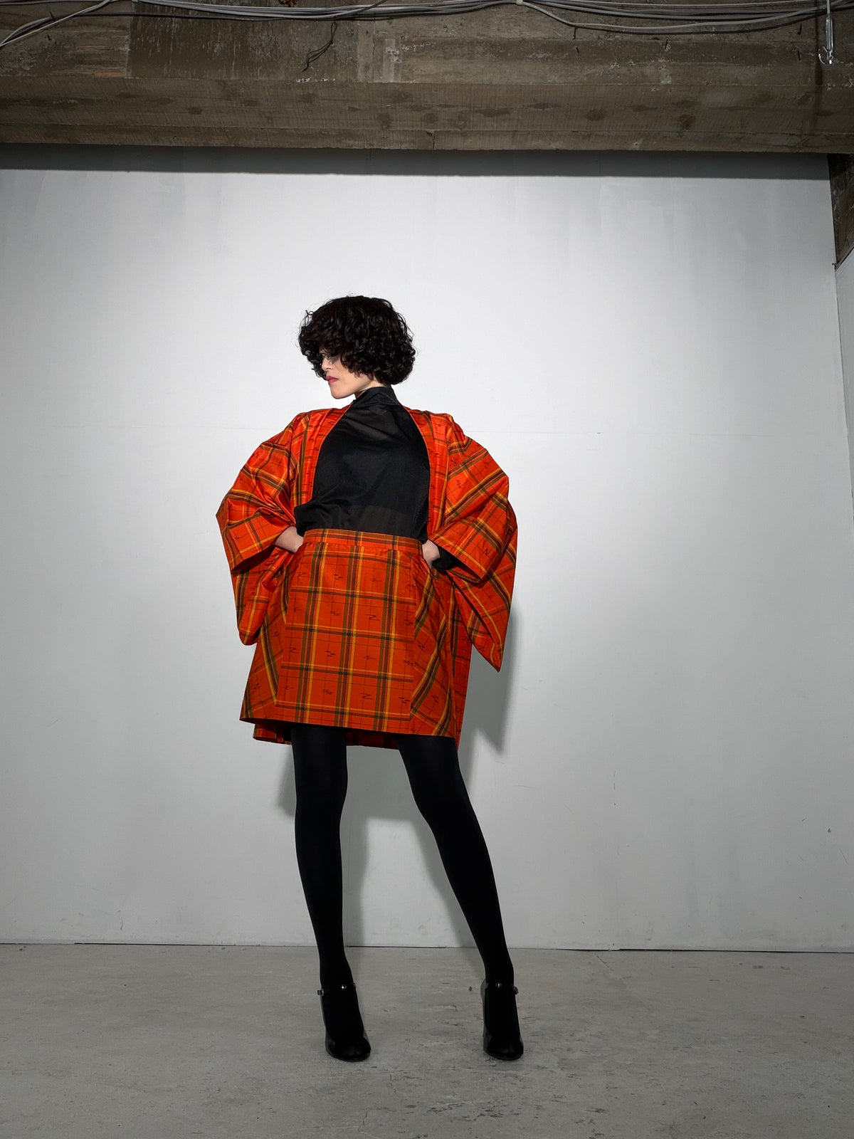 Vintage Tsumugi Haori & Kimono Skirt Set "SAI009 - US 6–8 / UK 10–12 / EU 38–40" — Upcycled from Japanese Kimono