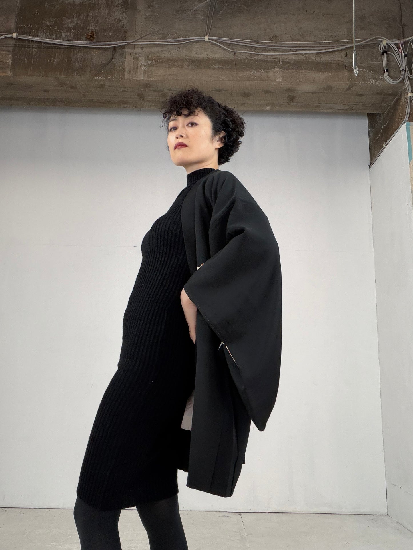 VINTAGE BLACK HAORI  "BLK105"