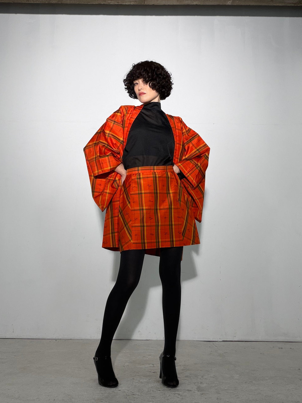 Vintage Tsumugi Haori & Kimono Skirt Set "SAI009 - US 6–8 / UK 10–12 / EU 38–40" — Upcycled from Japanese Kimono