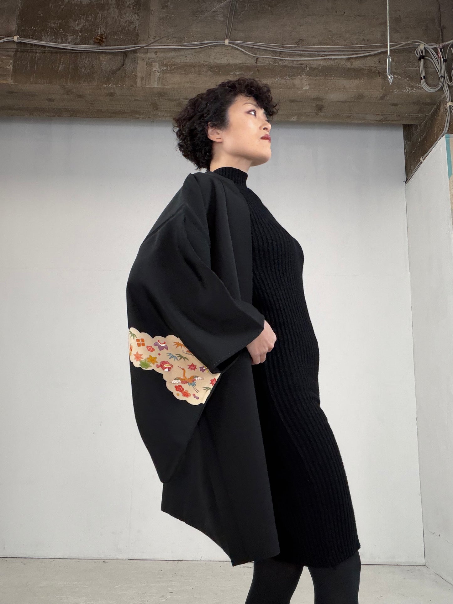VINTAGE BLACK HAORI  "BLK105"