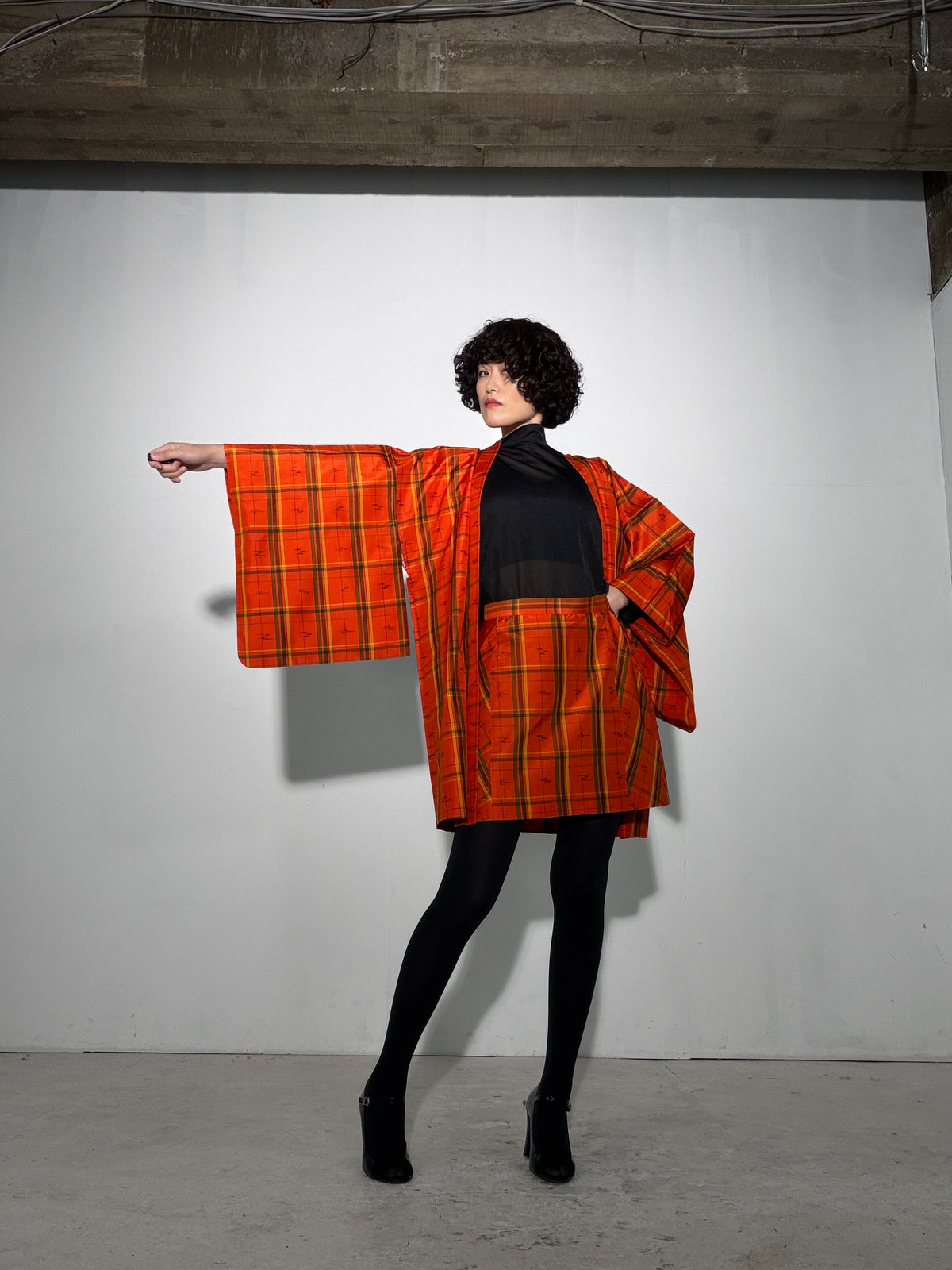 Vintage Tsumugi Haori & Kimono Skirt Set "SAI009 - US 6–8 / UK 10–12 / EU 38–40" — Upcycled from Japanese Kimono
