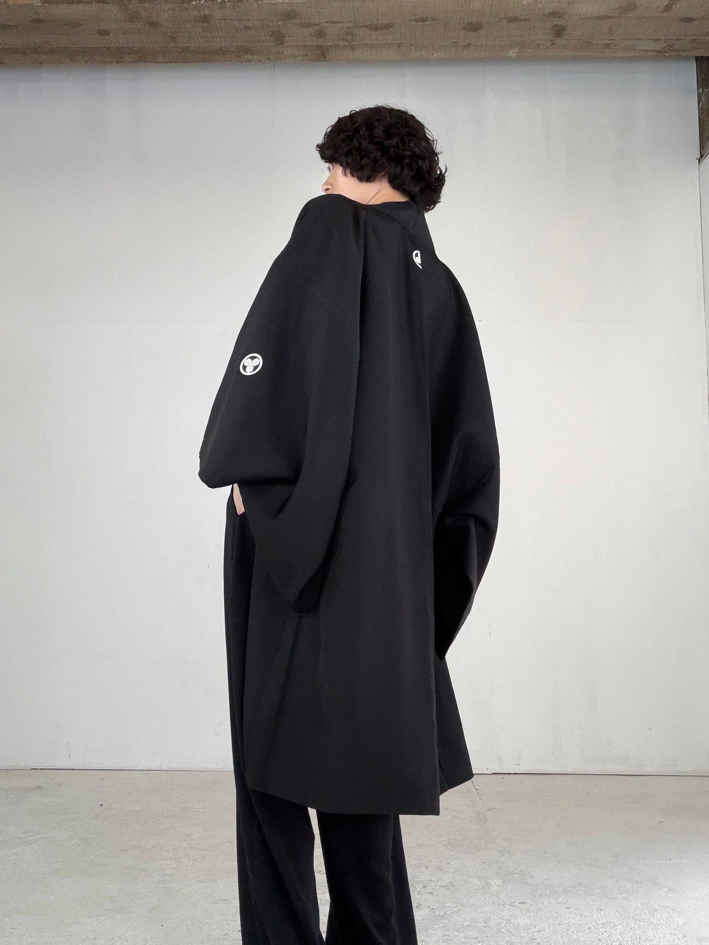VINTAGE KUROMONTSUKI HAORI "fune, KUR115" *high-damage *hari-mon