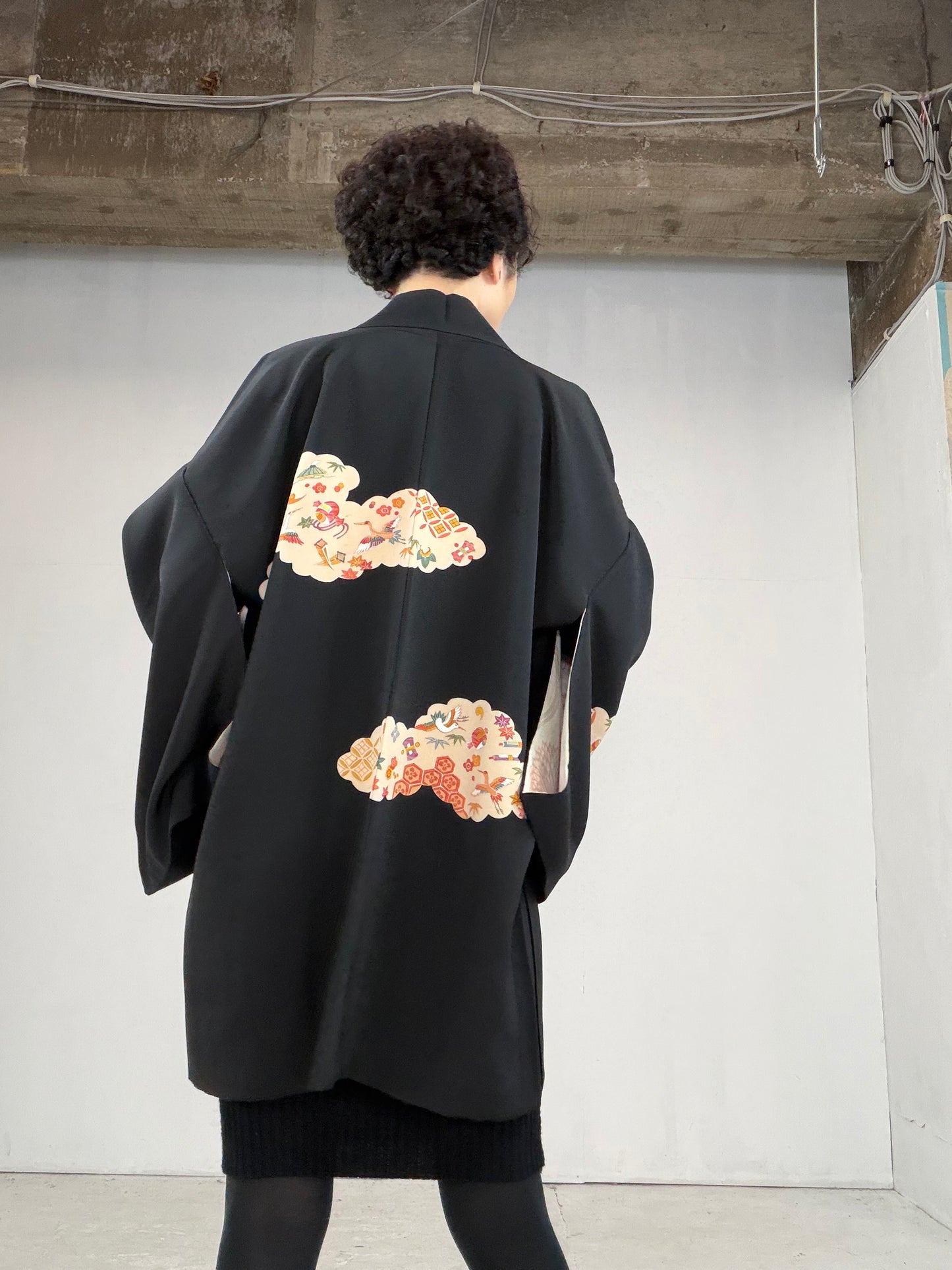 VINTAGE BLACK HAORI  "BLK105"
