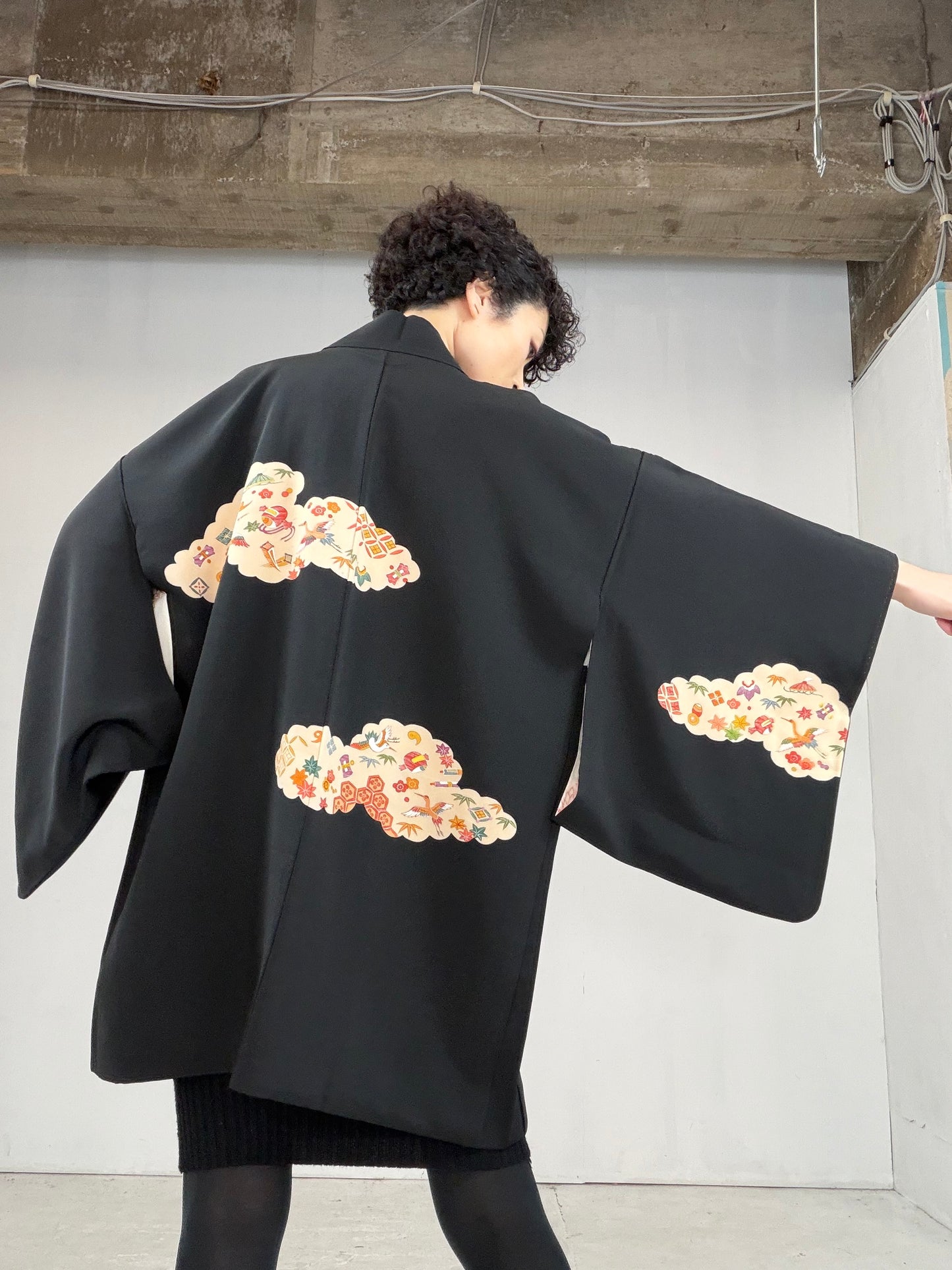 VINTAGE BLACK HAORI  "BLK105"