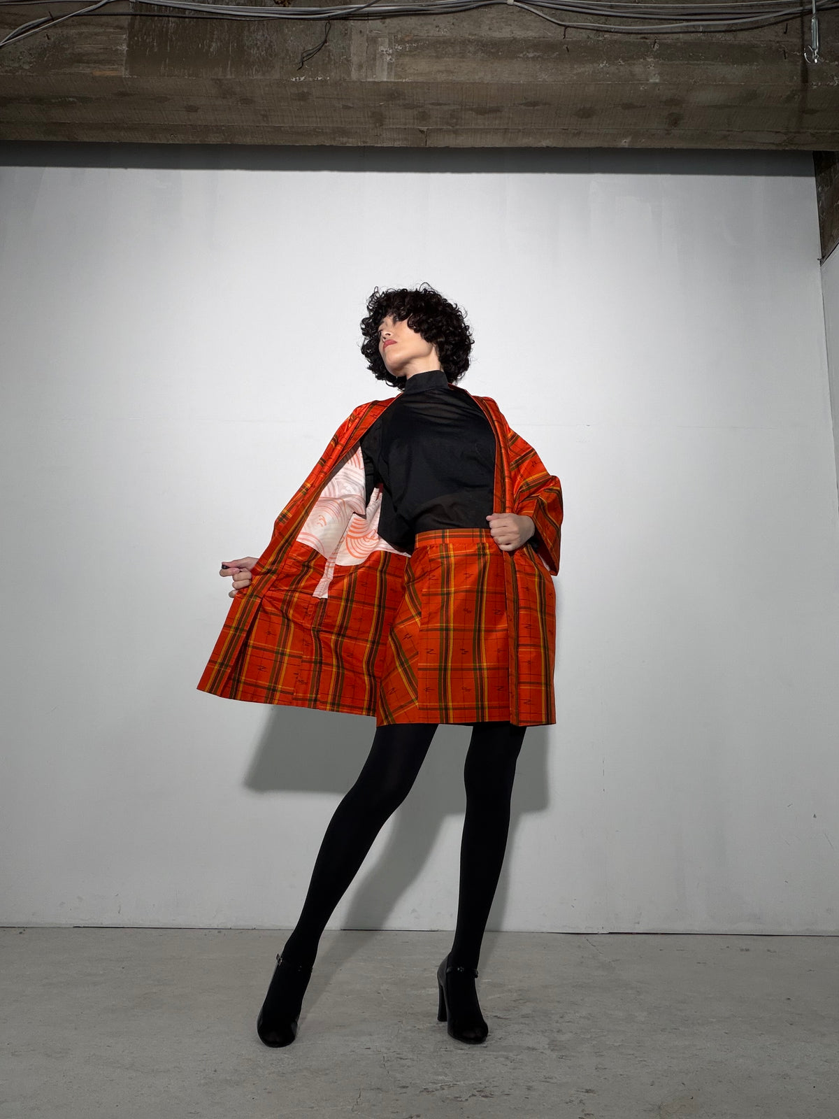 Vintage Tsumugi Haori & Kimono Skirt Set "SAI009 - US 6–8 / UK 10–12 / EU 38–40" — Upcycled from Japanese Kimono