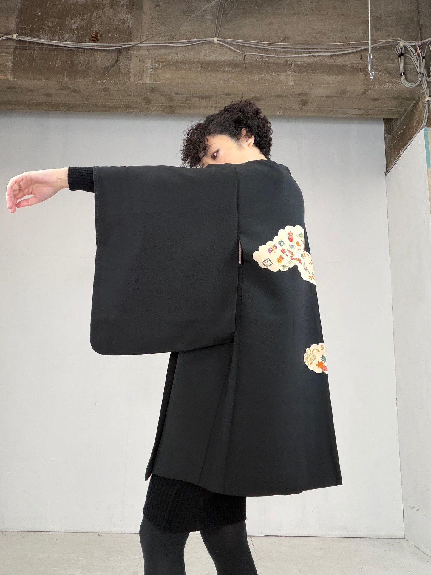 VINTAGE BLACK HAORI  "BLK105"