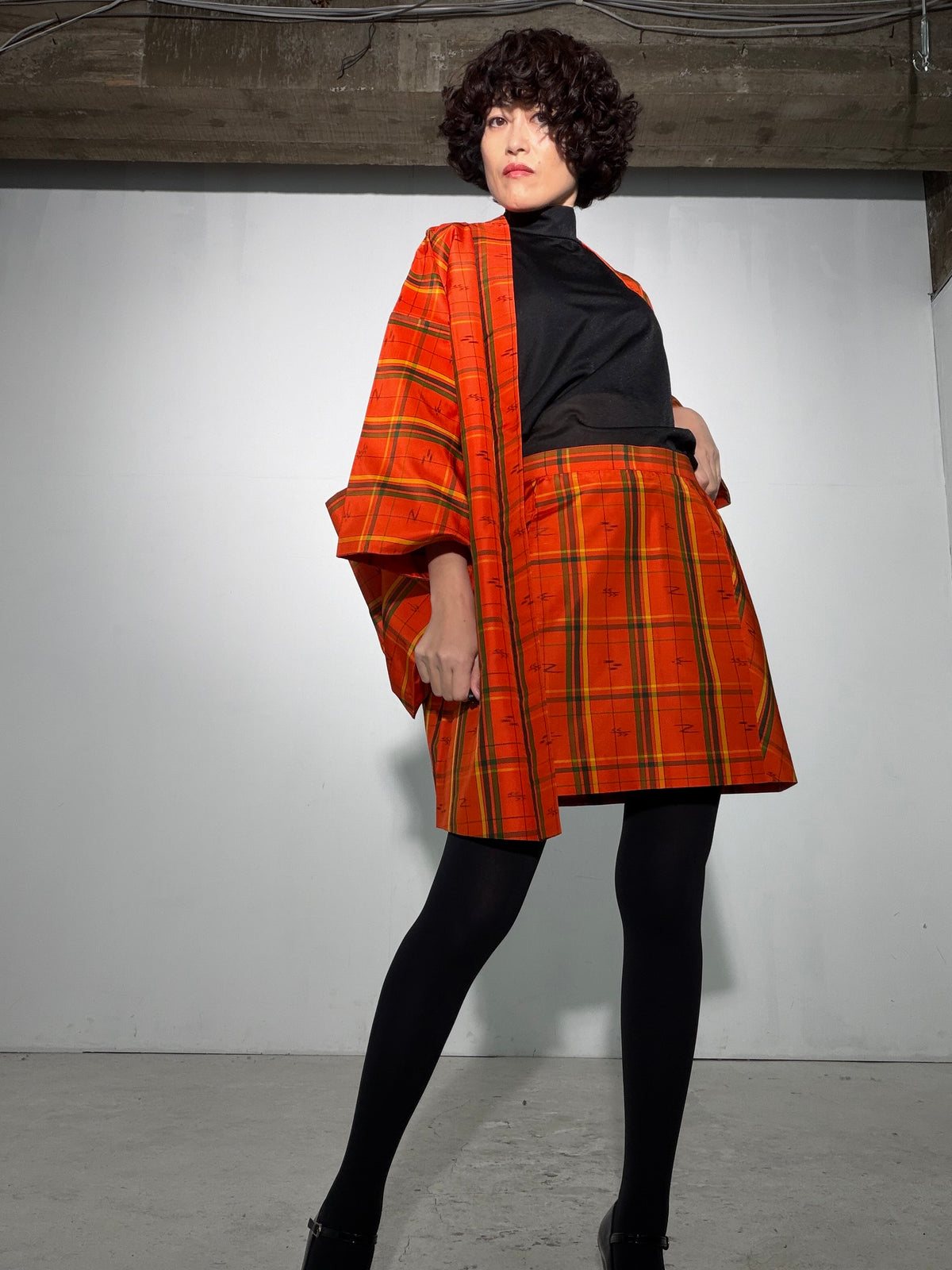 Vintage Tsumugi Haori & Kimono Skirt Set "SAI009 - US 6–8 / UK 10–12 / EU 38–40" — Upcycled from Japanese Kimono