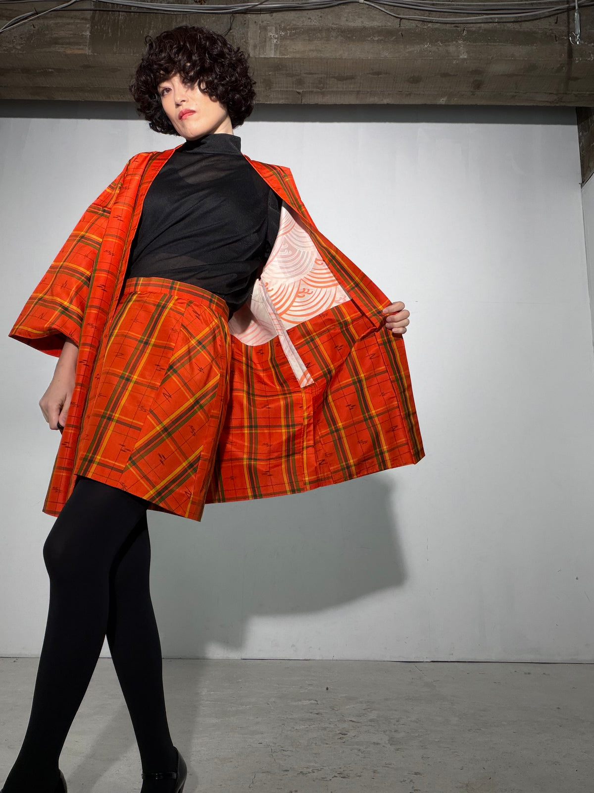 Vintage Tsumugi Haori & Kimono Skirt Set "SAI009 - US 6–8 / UK 10–12 / EU 38–40" — Upcycled from Japanese Kimono
