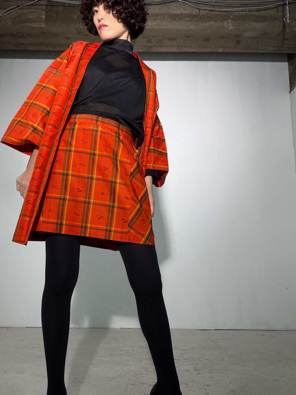 Vintage Tsumugi Haori & Kimono Skirt Set "SAI009 - US 6–8 / UK 10–12 / EU 38–40" — Upcycled from Japanese Kimono