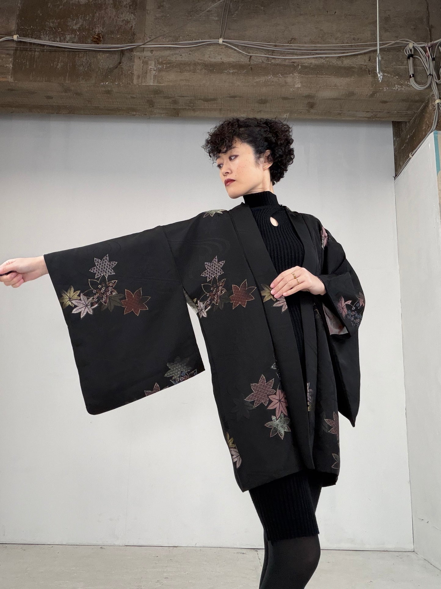 VINTAGE BLACK HAORI  "BLK107"